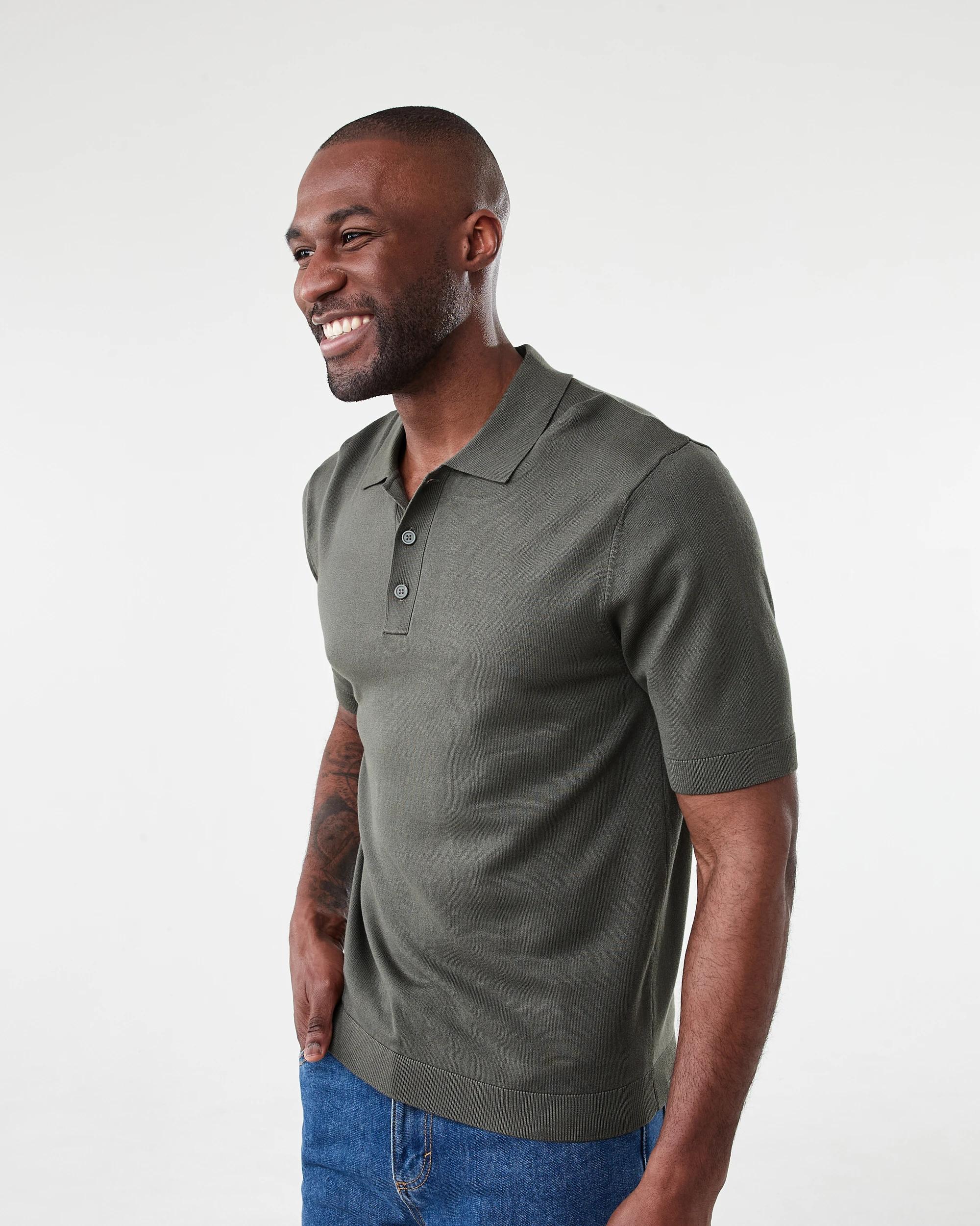 2 Button Up Knit Polo T-shirt Sage Mist, 2 of 5