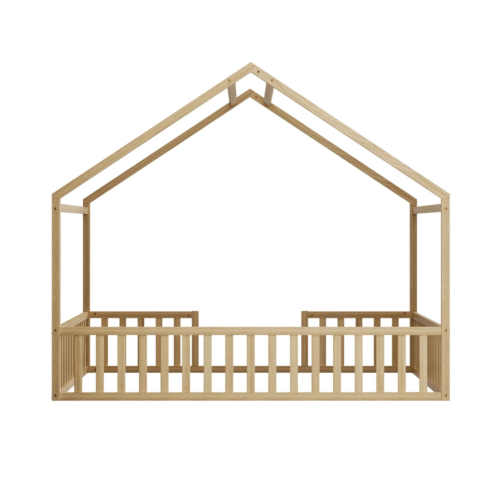 10 Oikiture Double House Bed Kids Wooden Bed Frame - Natural, 10 of 10