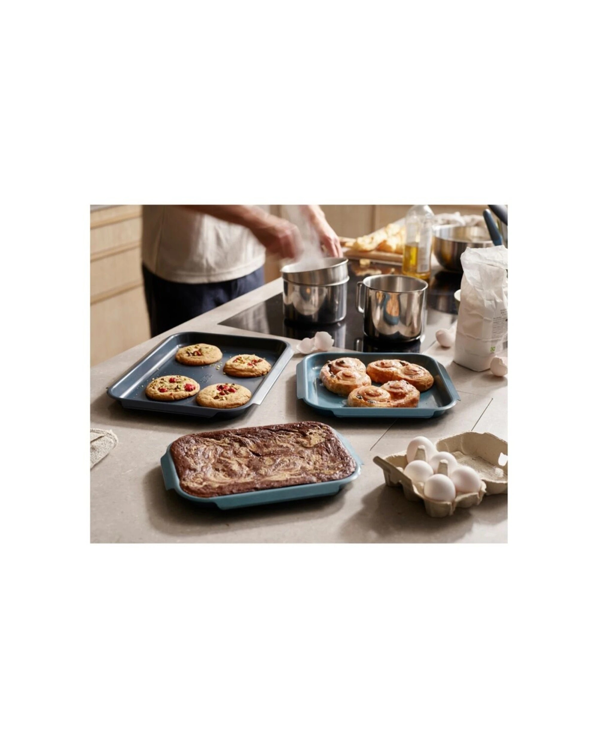 7 Joseph Joseph 2PK Carbon Steel Non-Stick Nest Large Kitchen Baking Tray - Blue, 7 of 8