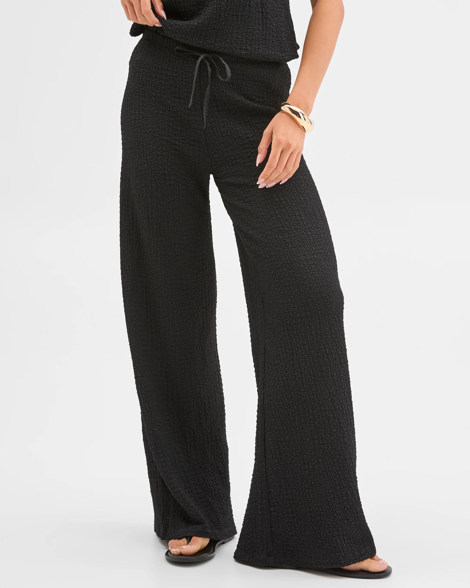 3 Lily Loves Textured Straight Leg Pants BLACK, 3 of 7