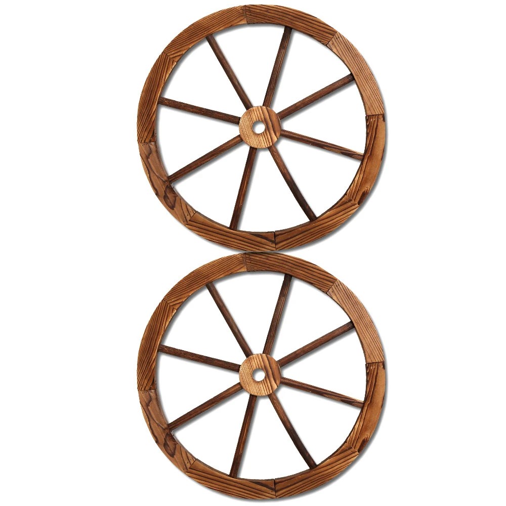 1 Gardeon Garden Decor Outdoor Ornament 2X Wooden Wagon - Brown, 1 of 7