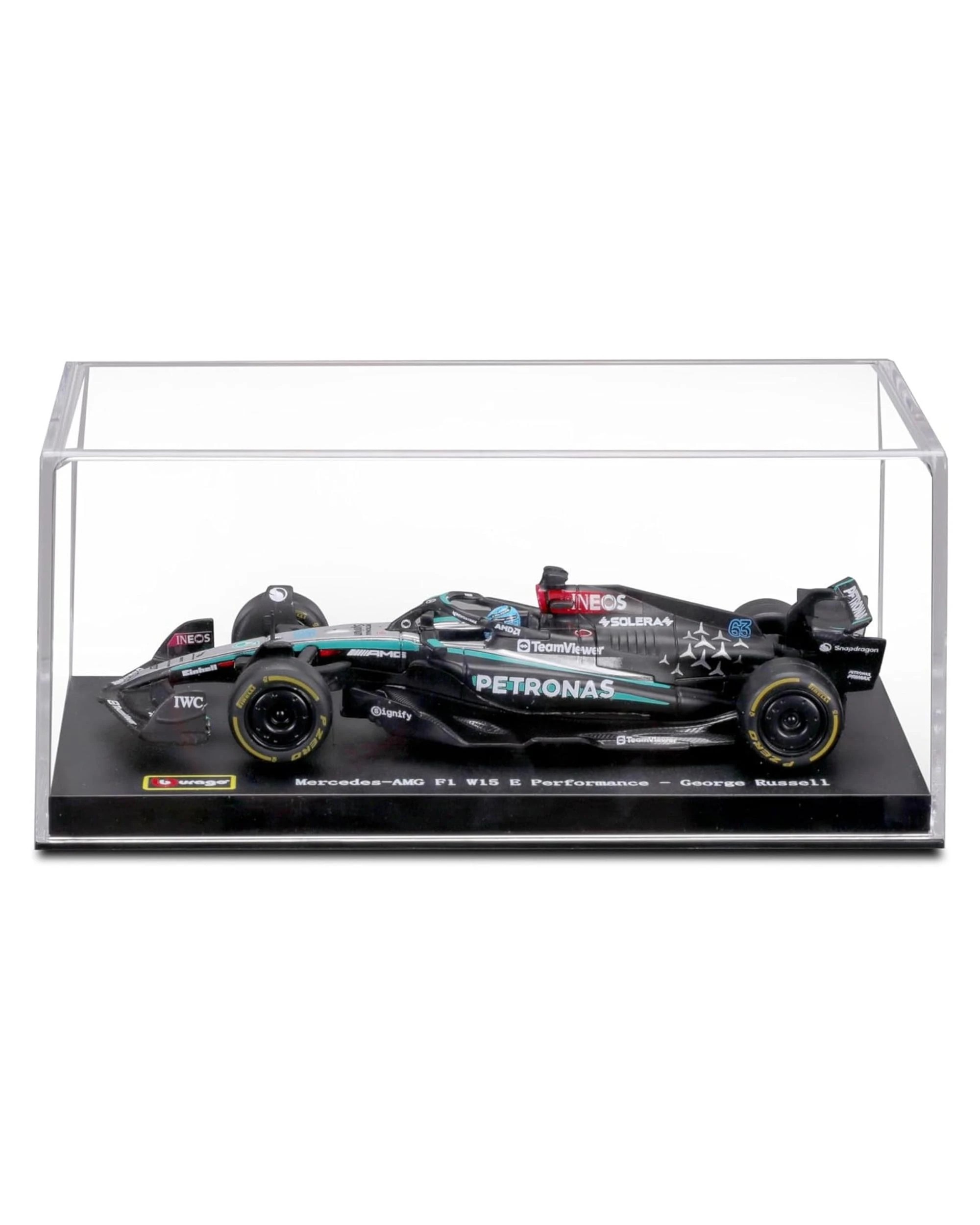 2 Bburago Formula Racing 2024 F-1 Mercedes AMG W15 #63 George Russell with Helmet 1:43 Scale Diecast Vehicle, 2 of 8