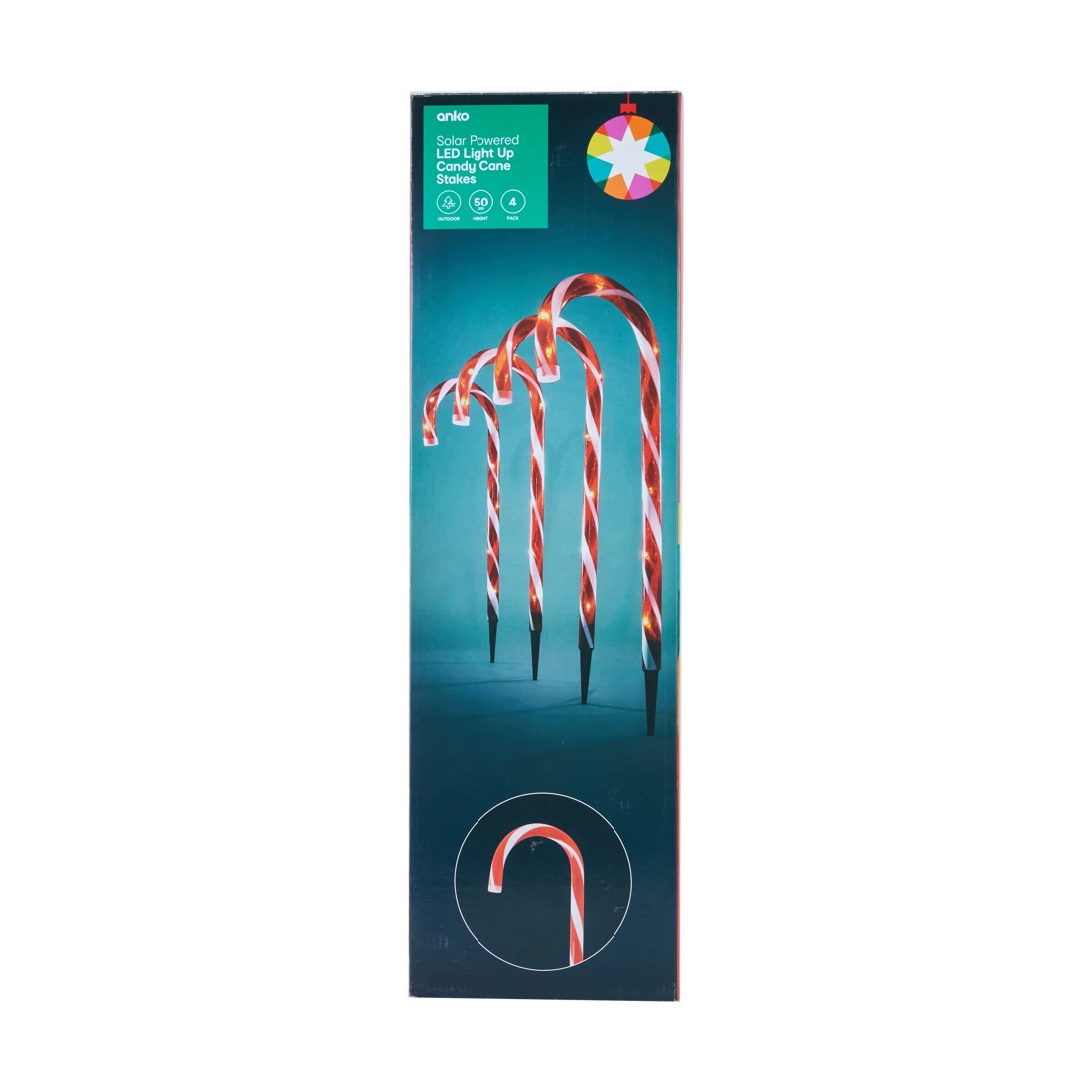 8 4 Pack Solar Powered LED Light Up Candy Cane Stakes, 8 of 9