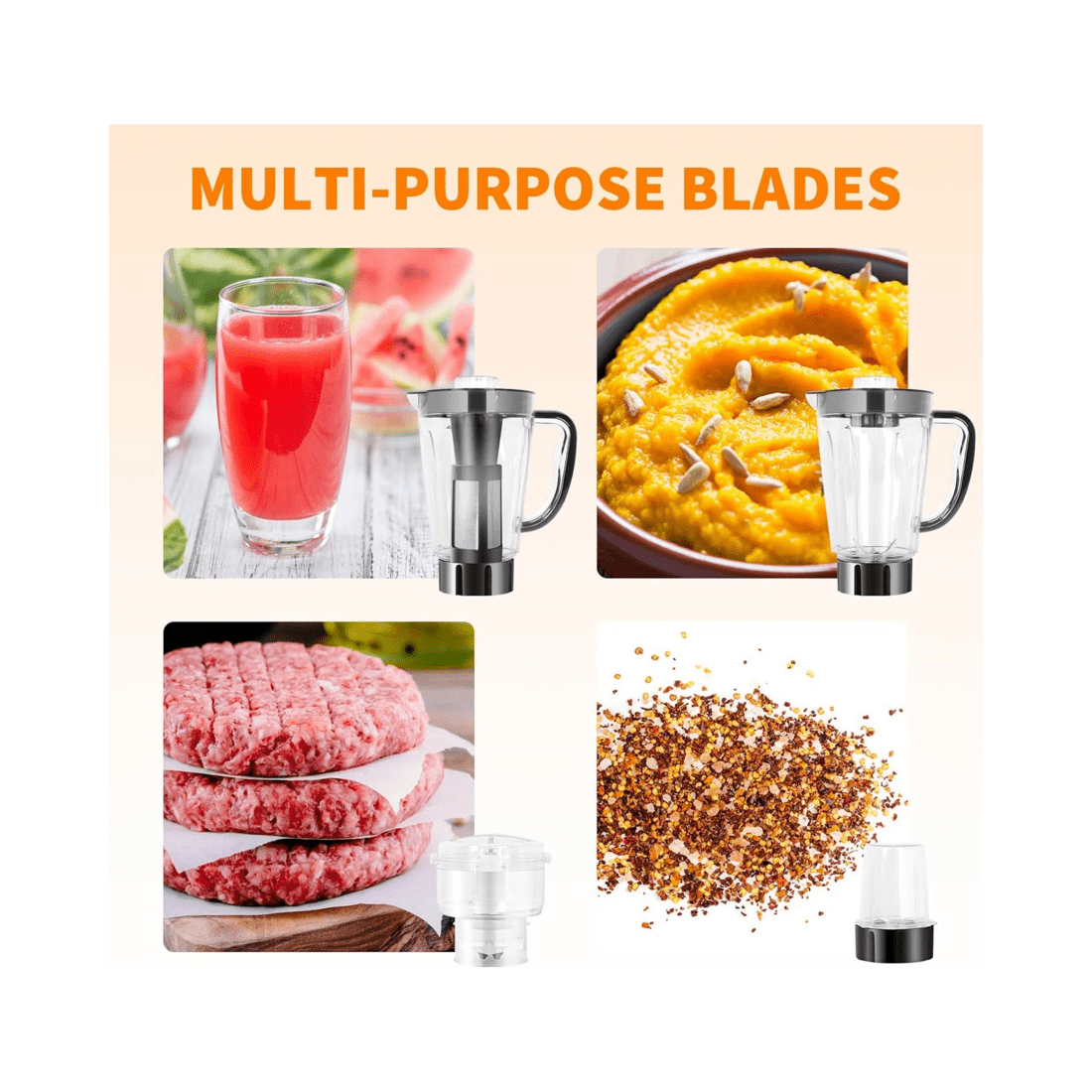 2 Advwin Multi Blender, 4 In 1 Food Processor, 1000w Kitchen Electric Food Chopper, Juicer Meat Mixer Grinder, 2 of 6