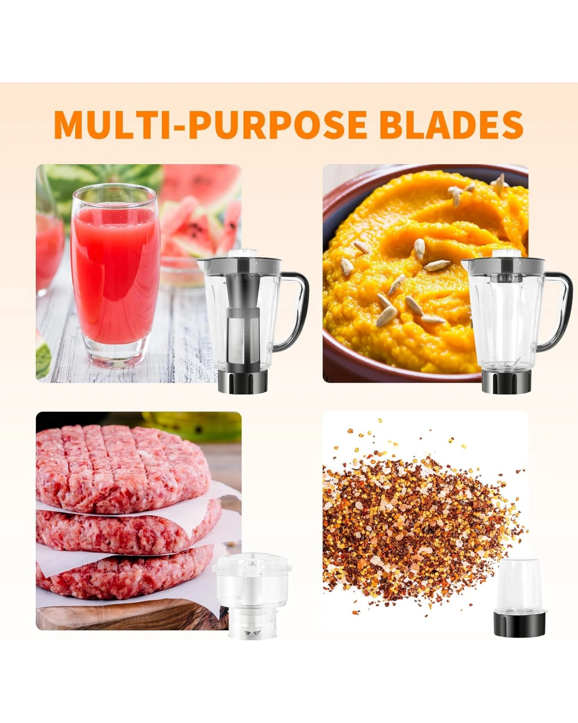 2 Advwin Multi Blender, 4 In 1 Food Processor, 600w Kitchen Electric Food Chopper, Juicer Meat Mixer Grinder, 2 of 5