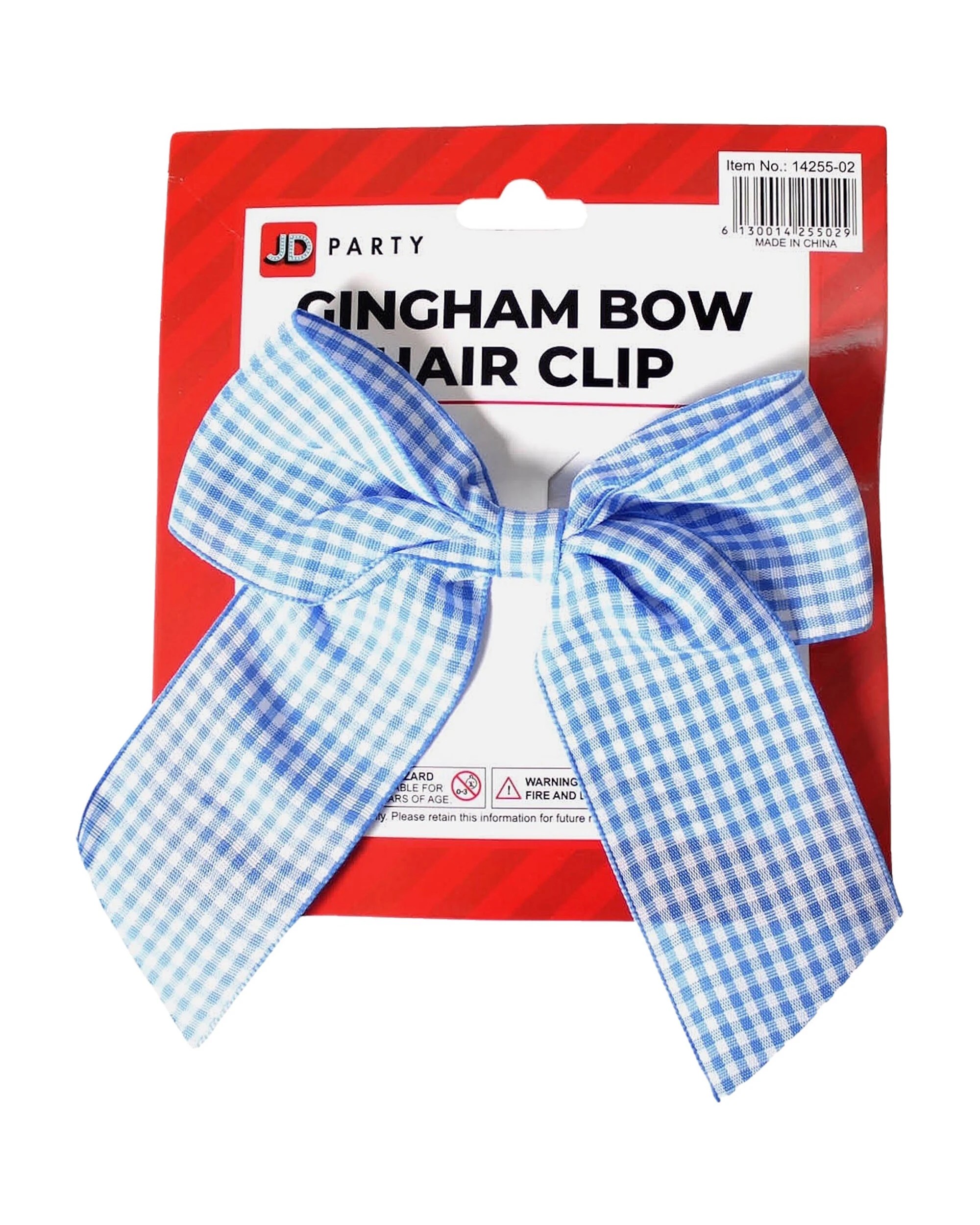 3 JD Party Gingham Checker Bow Hair Clip - One Size - Blue, 3 of 3