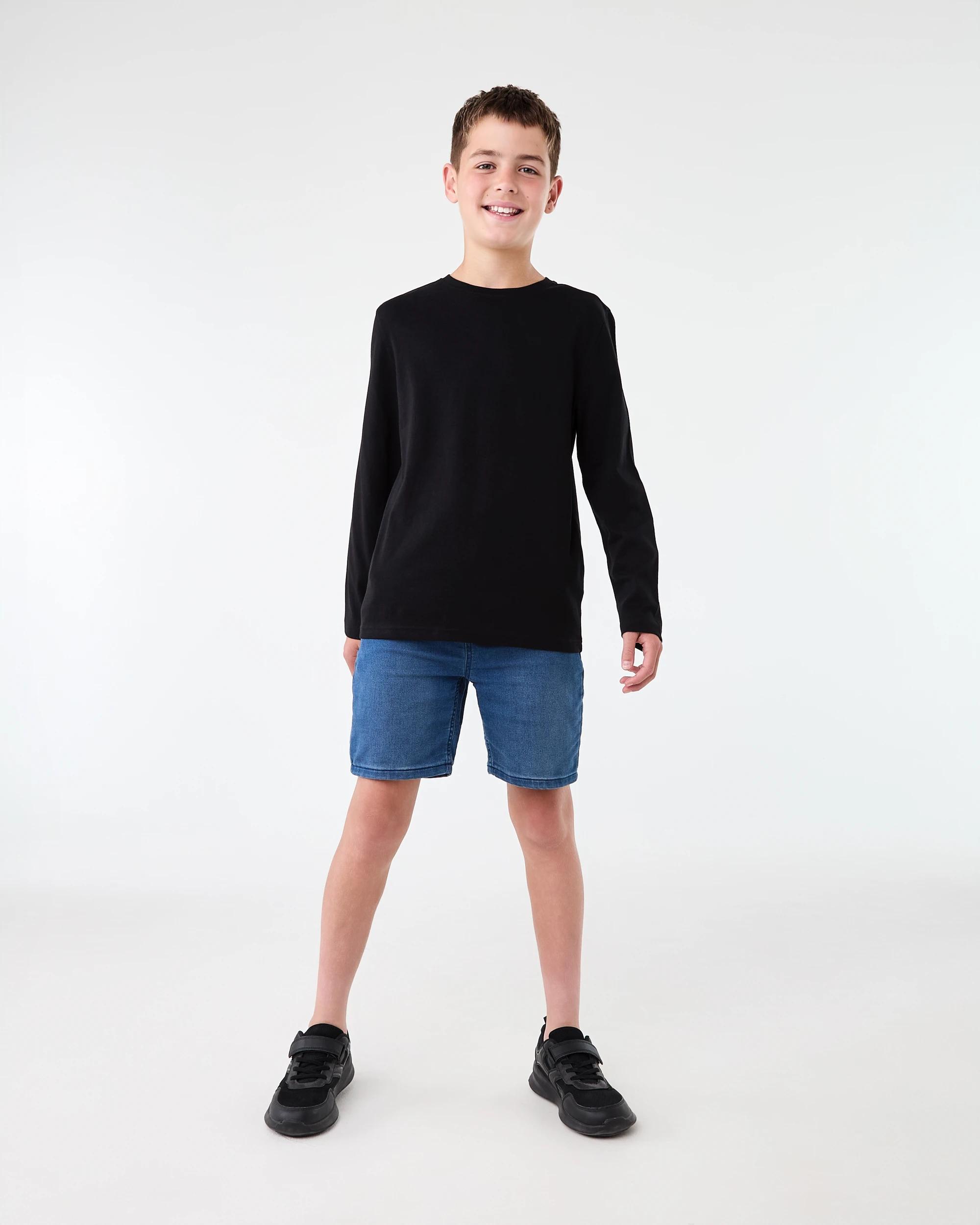 6 Long Sleeve Plain T-shirt Black, 6 of 6