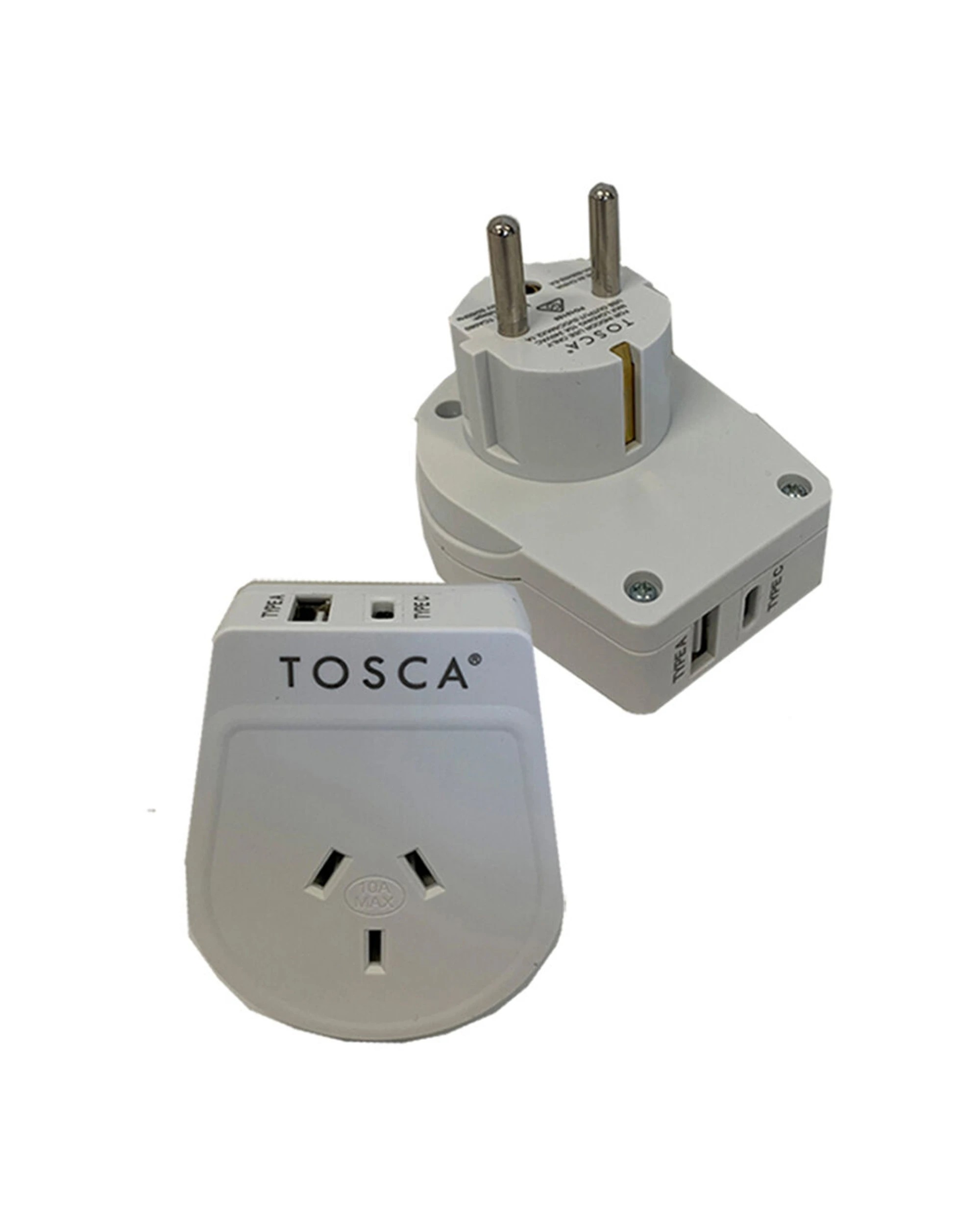 1 Tosca Ob Travel Power Adapter Converter Plug With Usb A&C Bal/Eur - White, 1 of 1