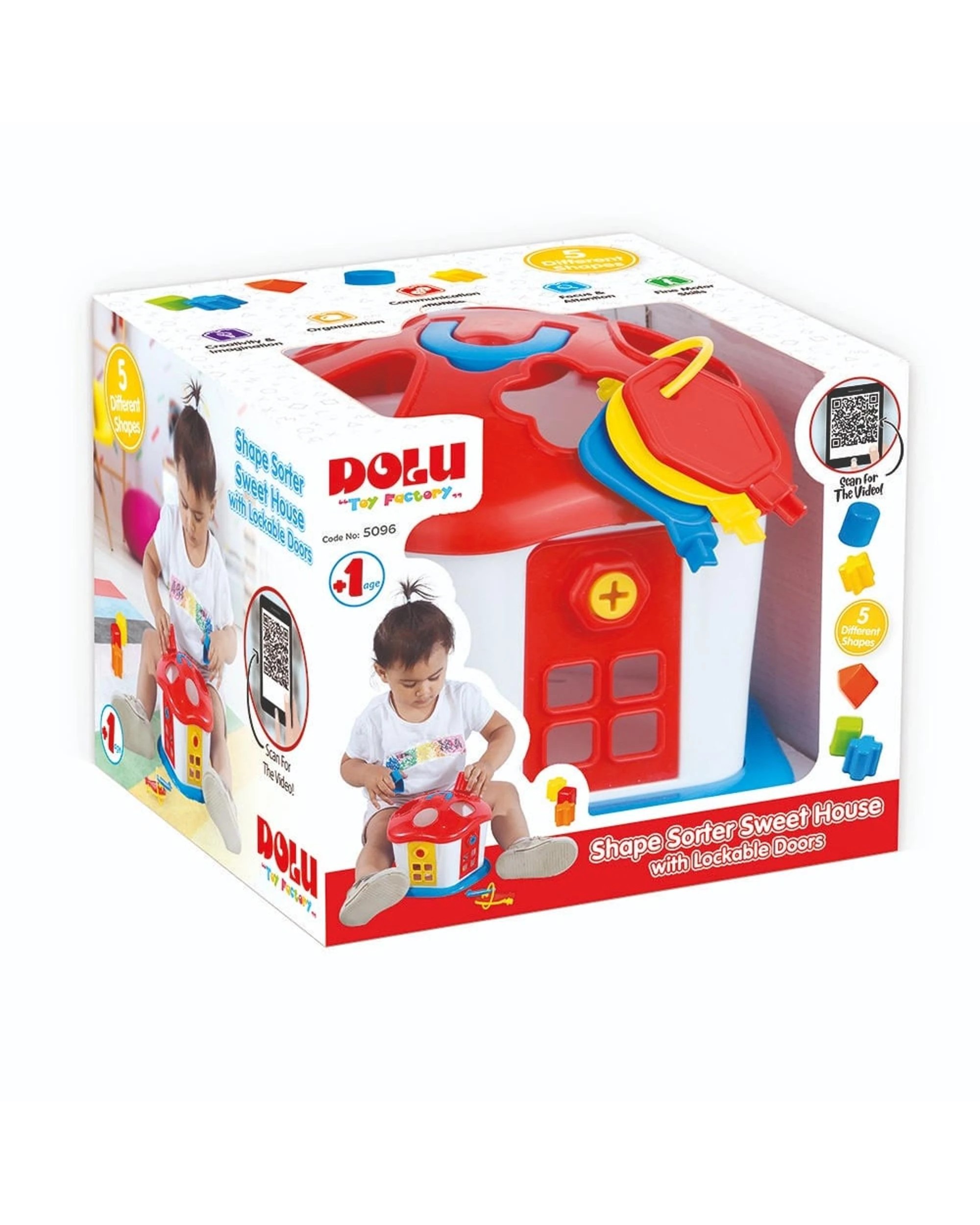 1 Dolu Shape Sorter Sweet House with Lockable Doors, 1 of 4