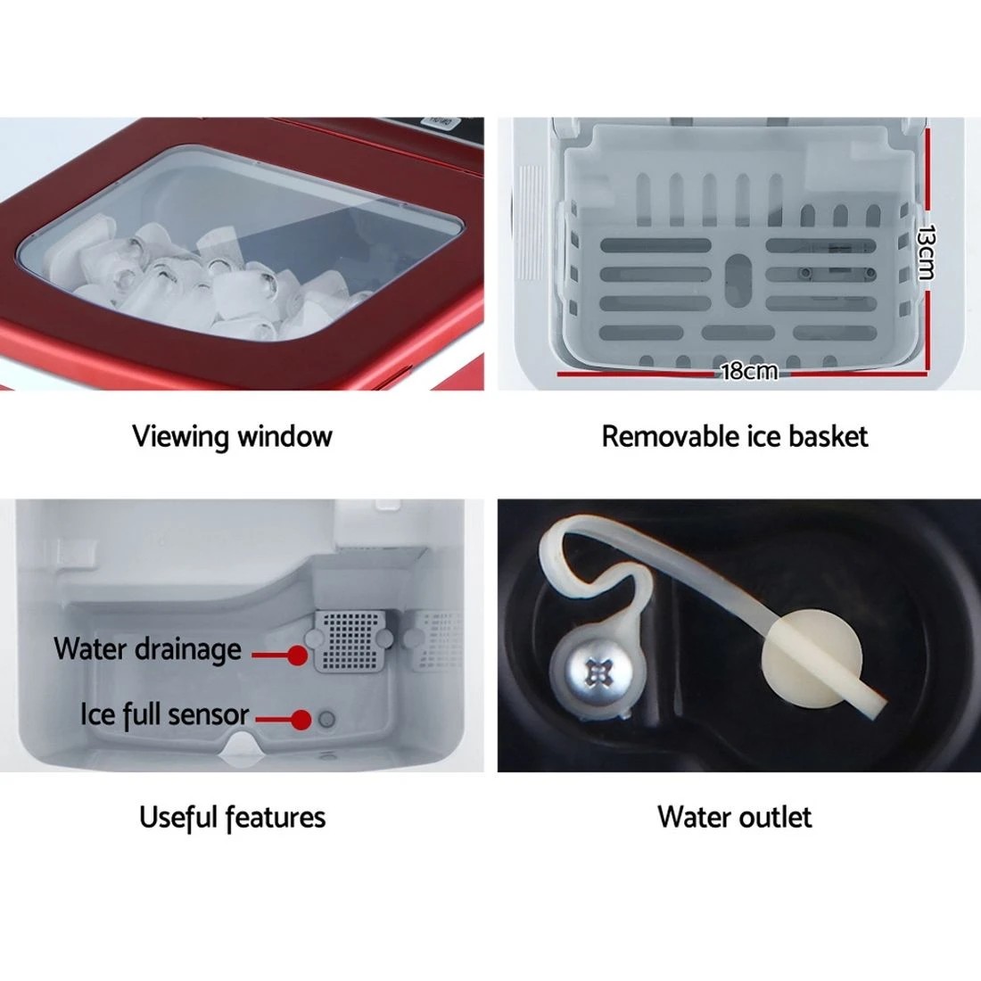 8 Devanti 12kg Ice Maker Machine - Red, 8 of 8