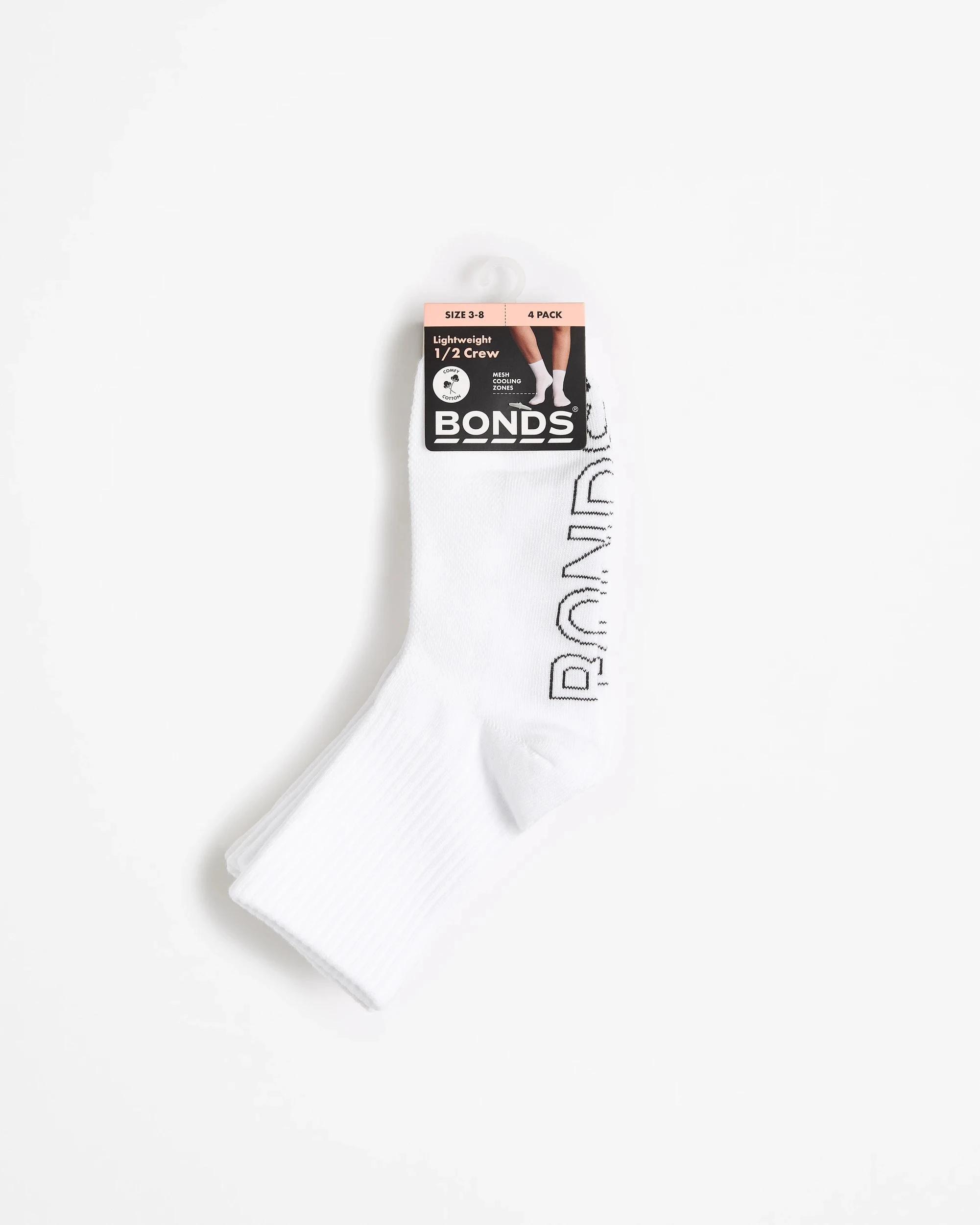 2 Logo Lightweight Crew Socks 4 Pack - Bonds WHITE, 2 of 2