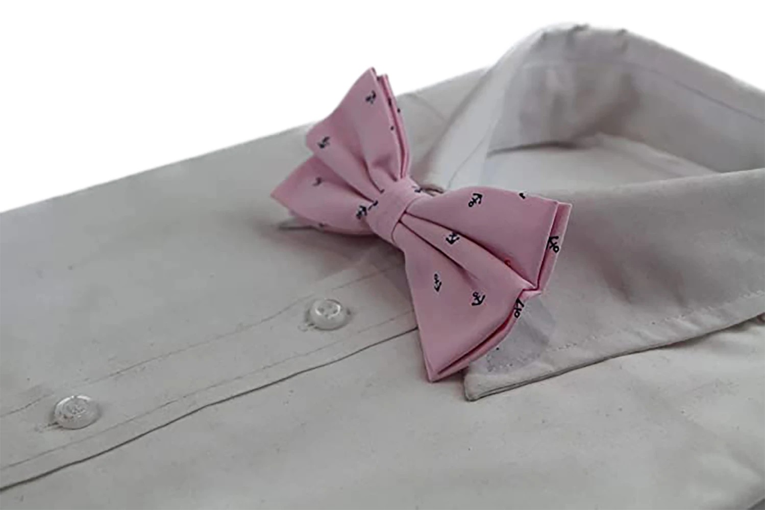 4 Zasel Mens Light Pink Preppy Anchor Patterned Cotton Bow Tie - Multi, 4 of 4