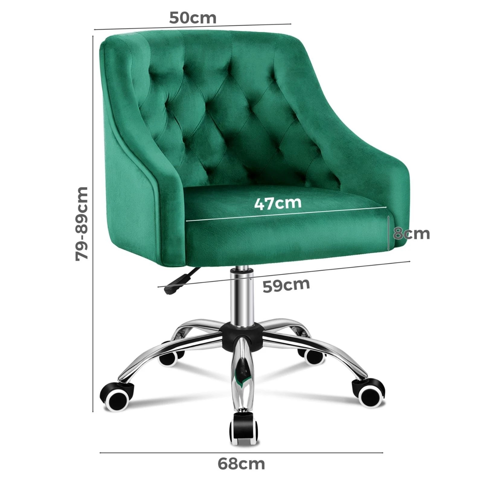 9 Alfordson Velvet Office Chair Fabric Computer Swivel Armchair Adult Kids - Green, 9 of 10