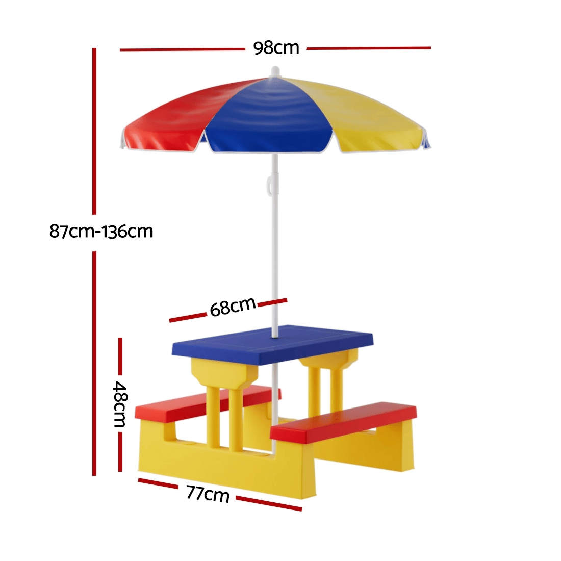 Keezi Kids Outdoor Table and Chairs Set Picnic Bench Umbrella Children ...
