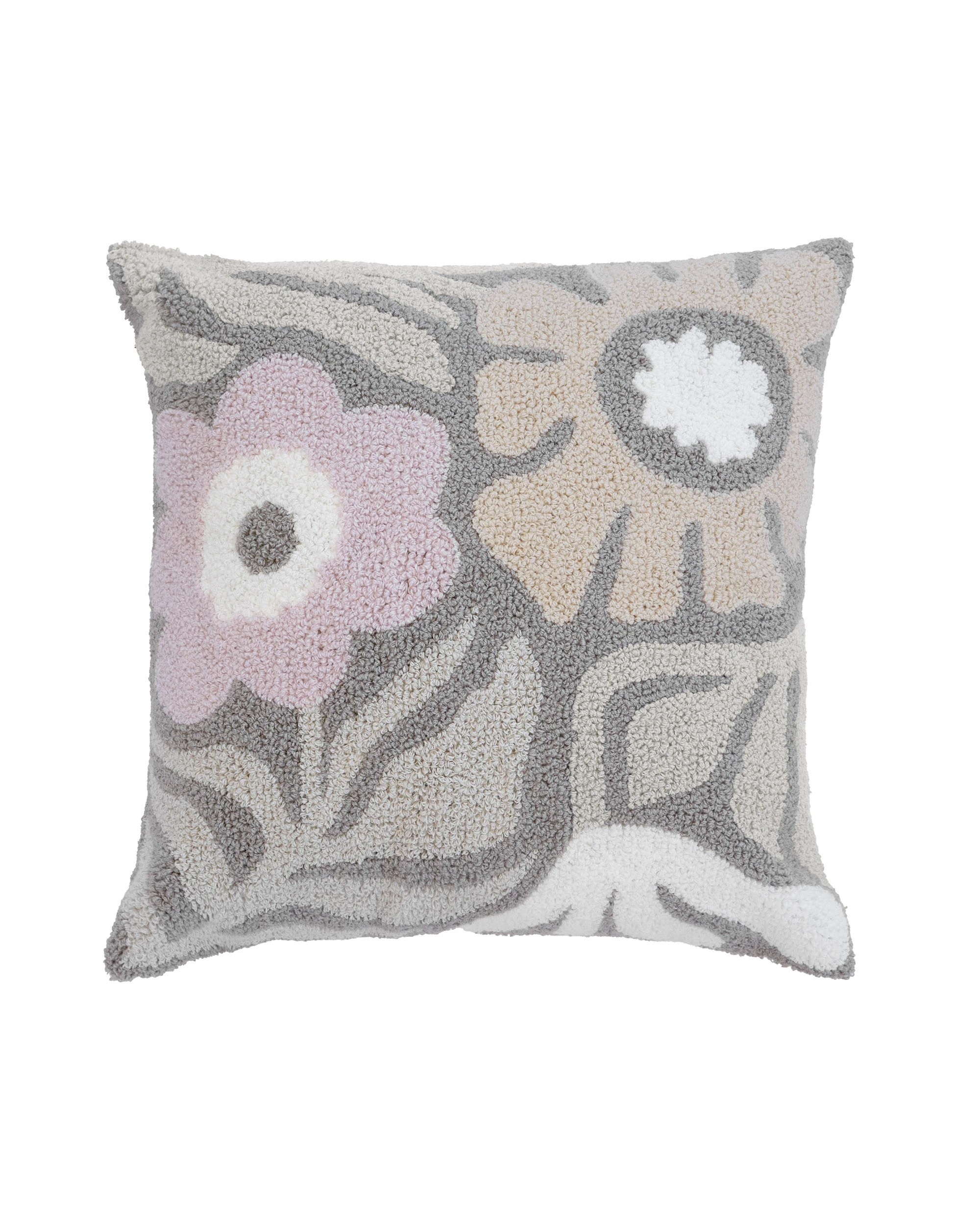 1 Bambury Lulu Embroidered Floral Square Cushion  Taupe - Natural, 1 of 4