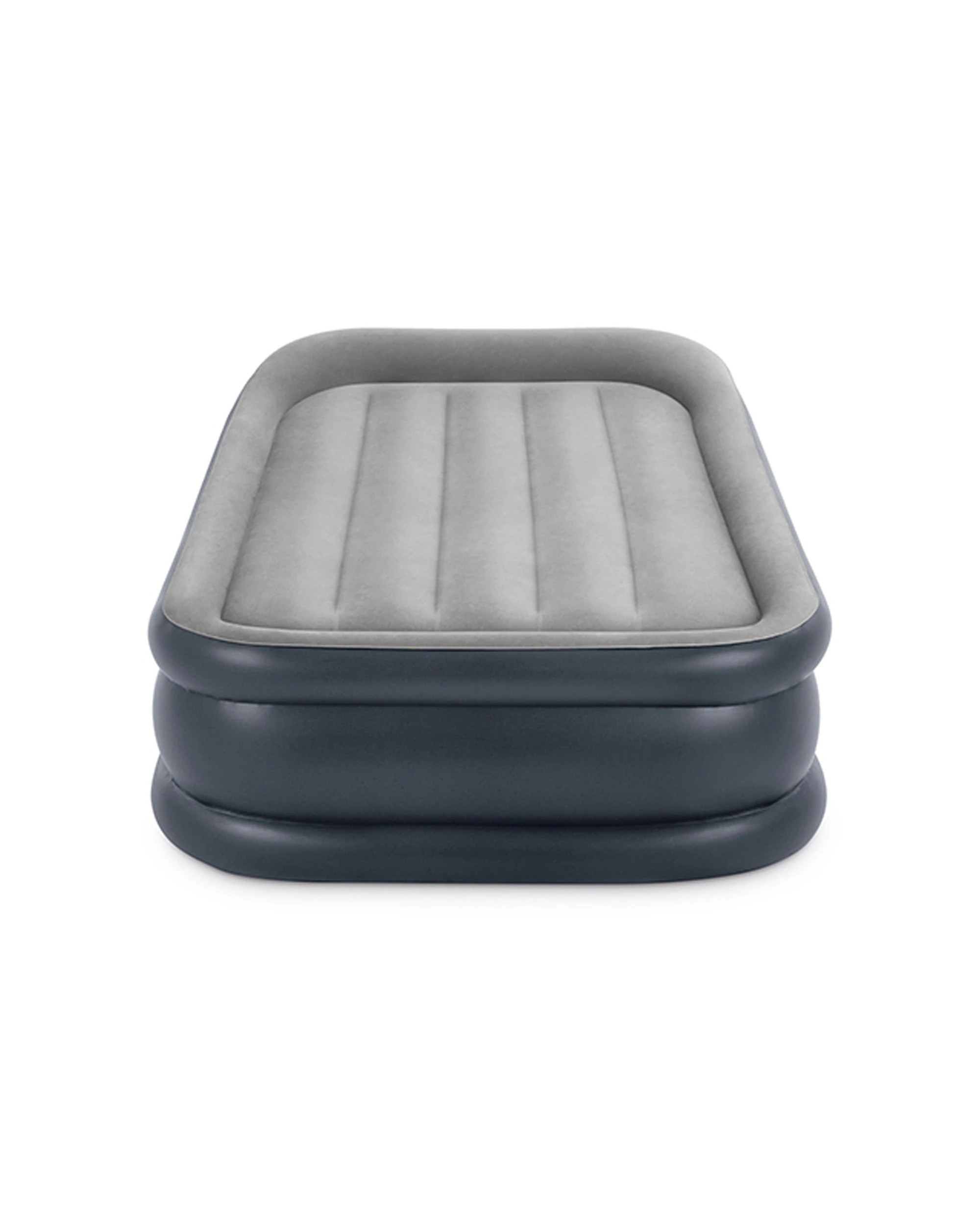 2 Intex Deluxe Inflatable Airbed w/ Fiber-Tech Pillow Rest - Twin Bed - Grey, 2 of 8