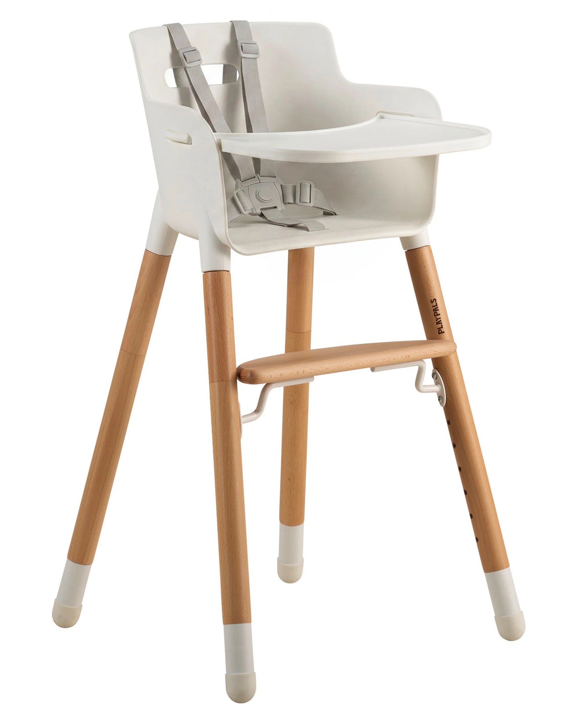 3 PlayPals Baby High Chair Wood Feeding Chairs 2 Height Modes Adjustable Footrest, 3 of 9