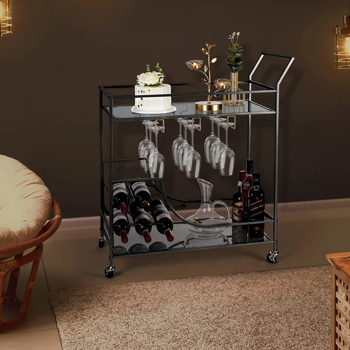 3 Ausway Mobile Bar Cart Drinks Trolley, 3 of 7