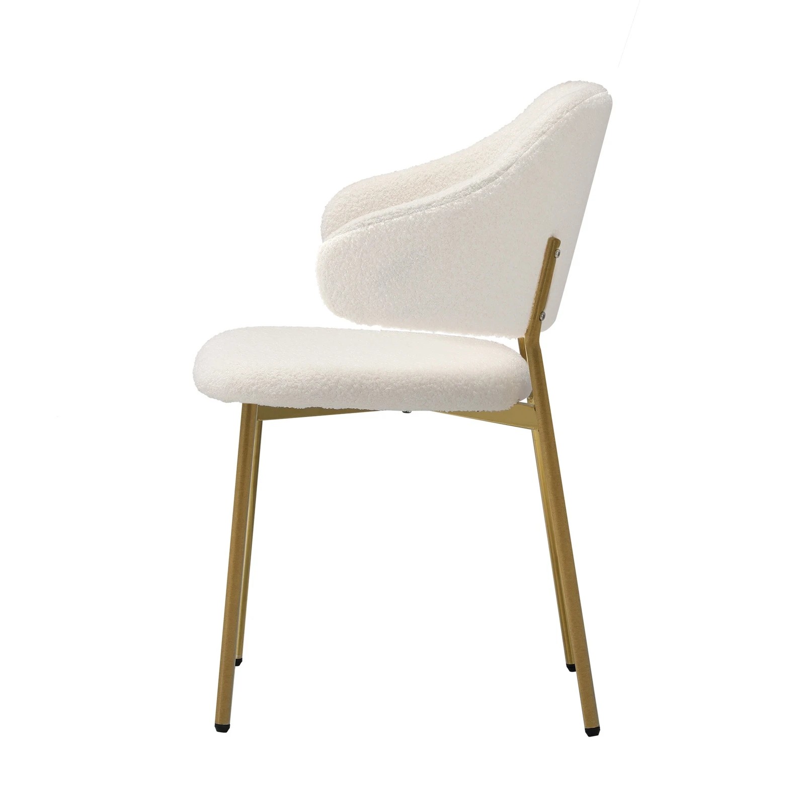 8 Oikiture 2x Dining Chair Accent Chairs Kitchen Padded Seat Sherpa Gold Metal Legs
 - White, 8 of 10
