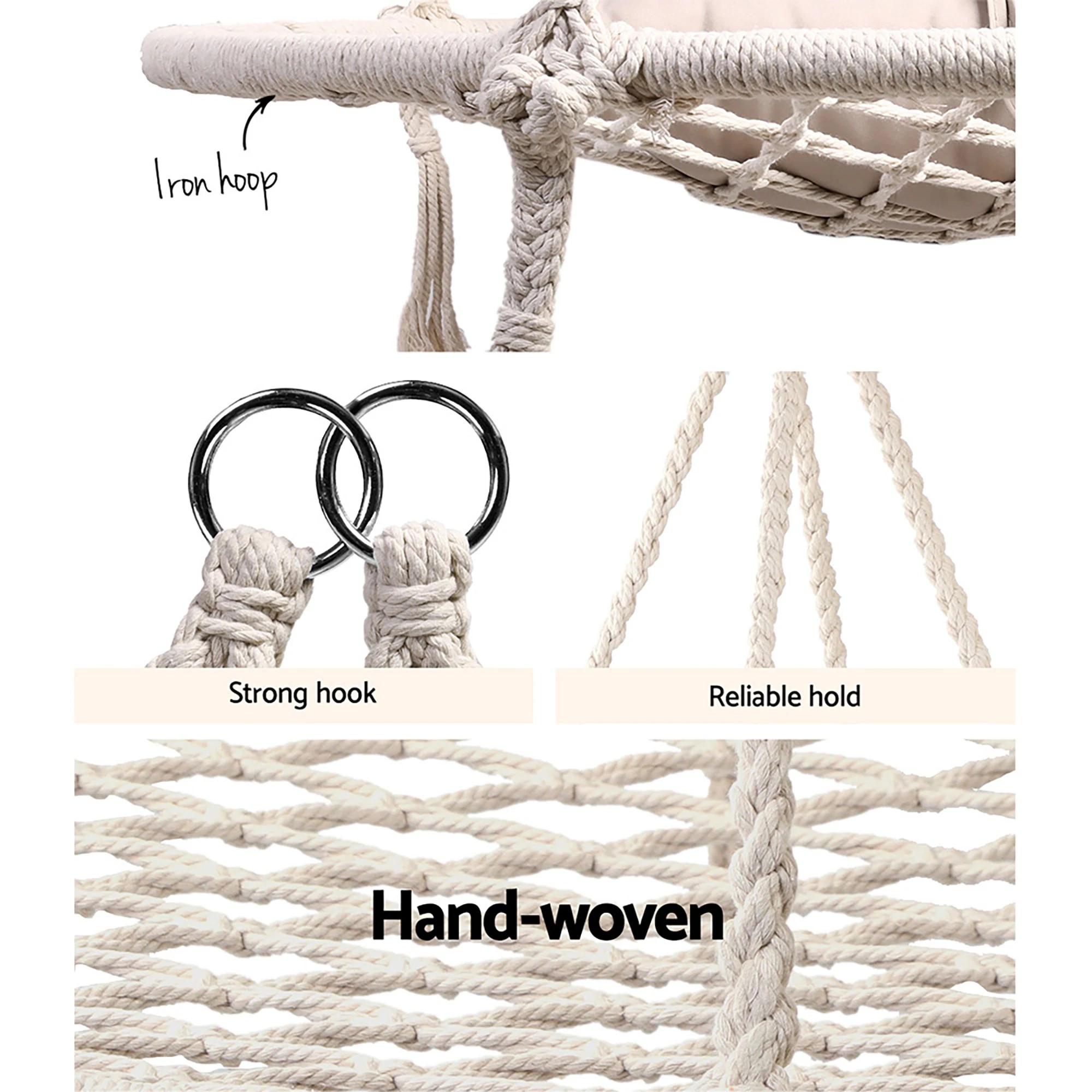 5 Gardeon Hammock Chair with Stand Nest Web Outdoor Swing 100cm - Multi, 5 of 6