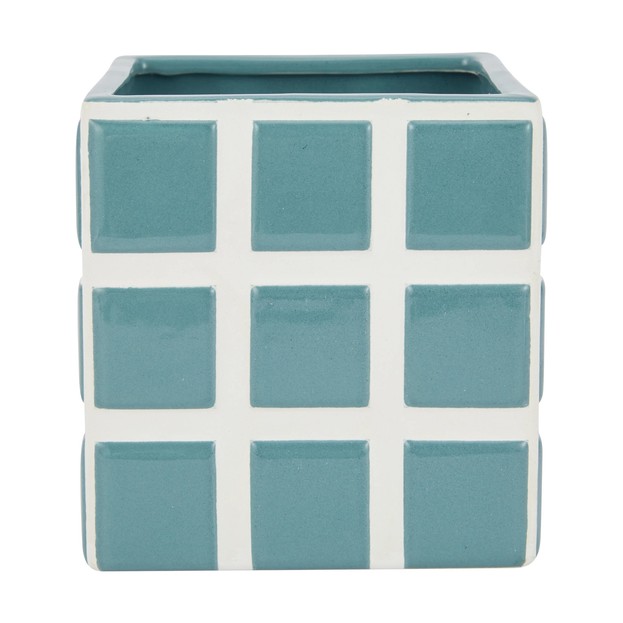 1 Square Check Ceramic Pot, 1 of 4