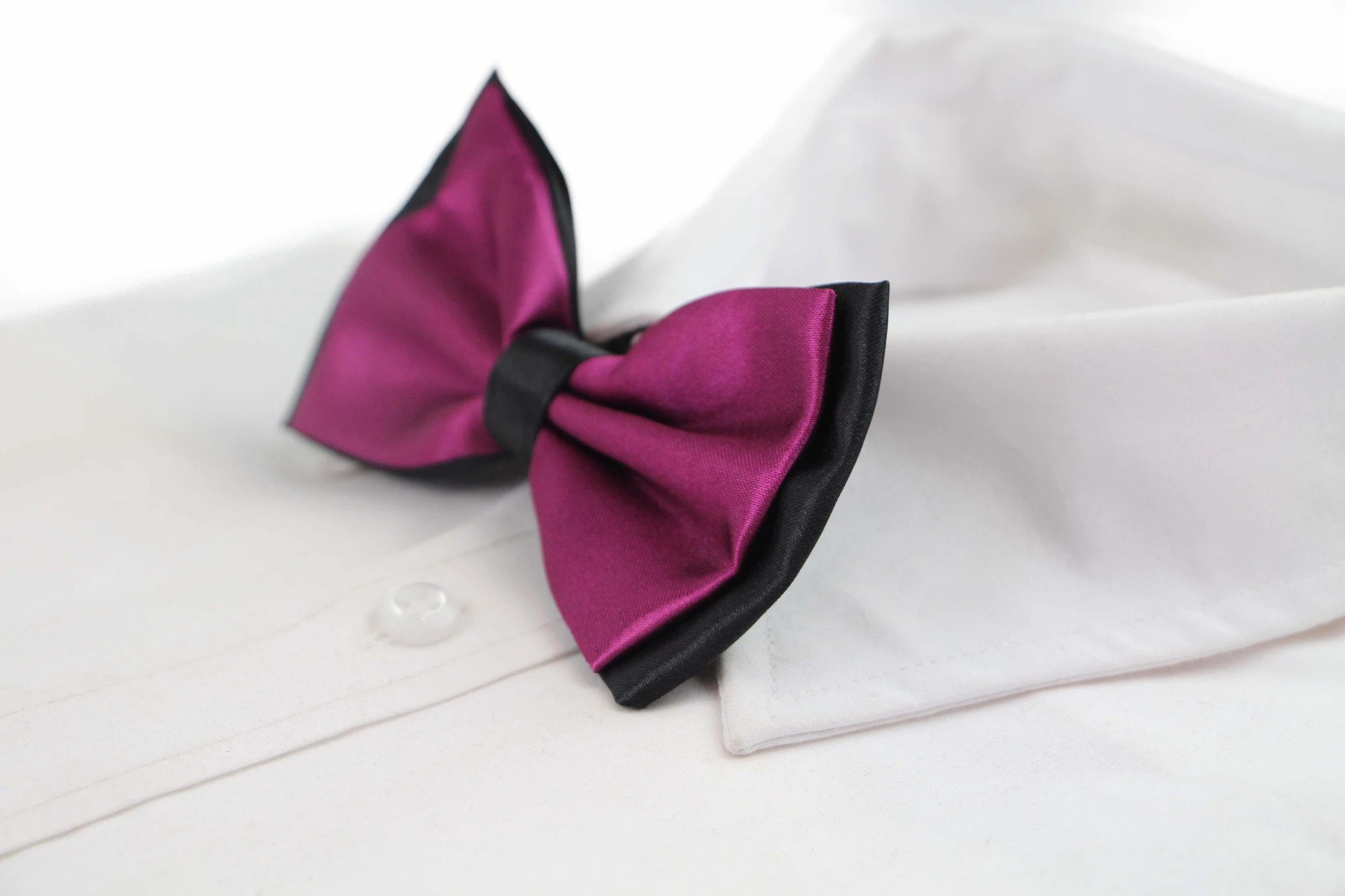 4 Zasel Mens Burgundy Two Tone Layered Bow Tie - Multi, 4 of 5