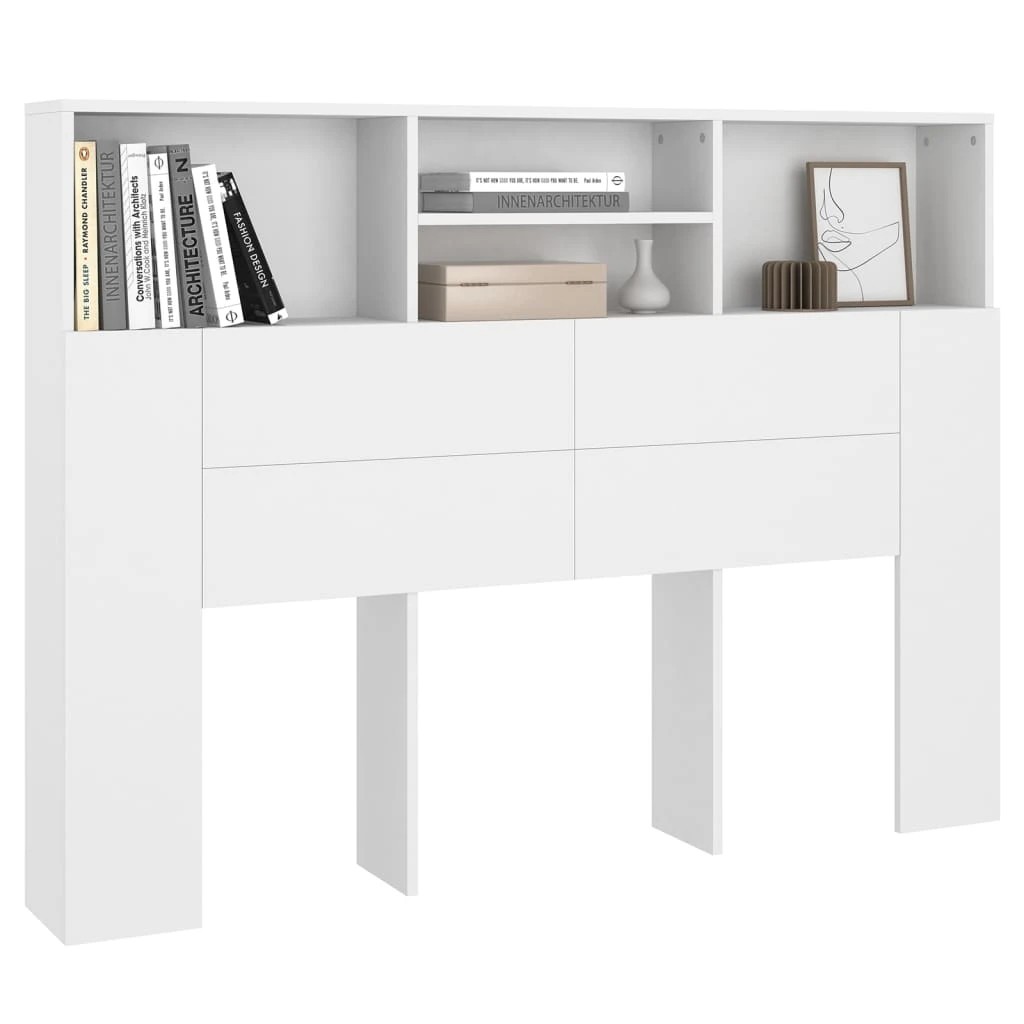 2 vidaXL Headboard Cabinet Chipboard - White, 2 of 6