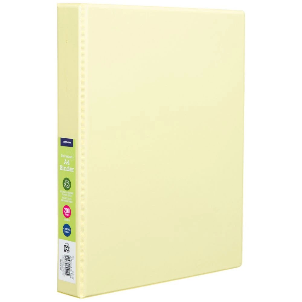 1 J.Burrows PP Binder A4 4 D-Ring 25mm Lemon, 1 of 4