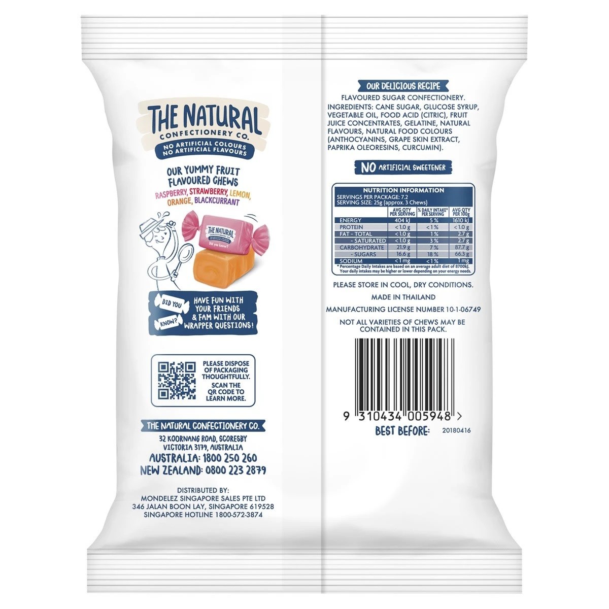 2 The Natural Confectionery Co. Fruity Chews 180g, 2 of 4
