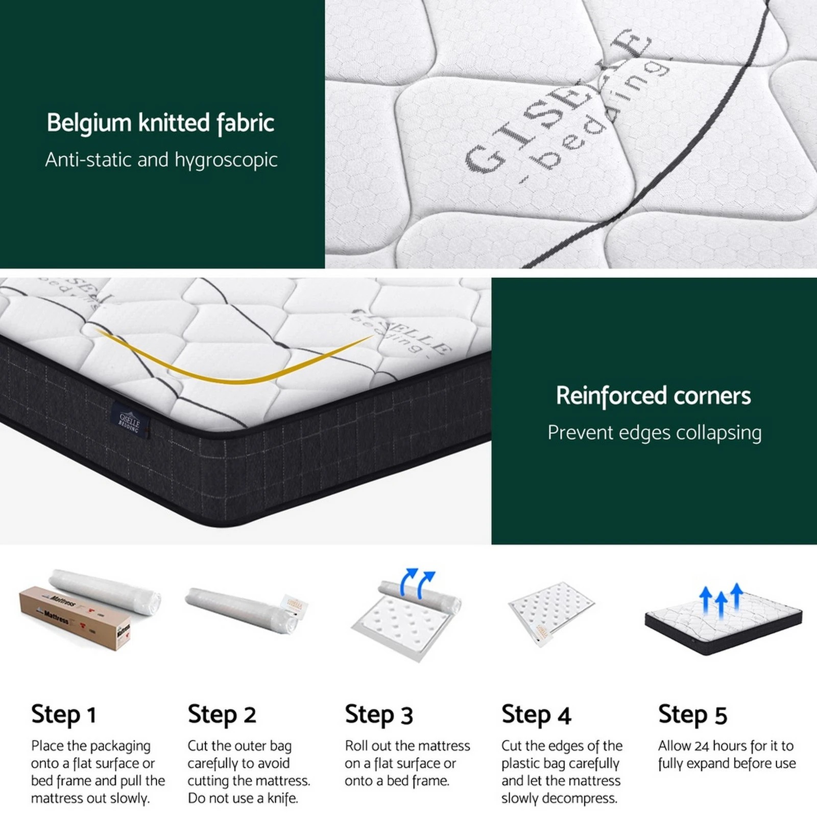 6 Giselle Bedding 16cm Mattress Medium Firm King - King Bed - Multi, 6 of 7