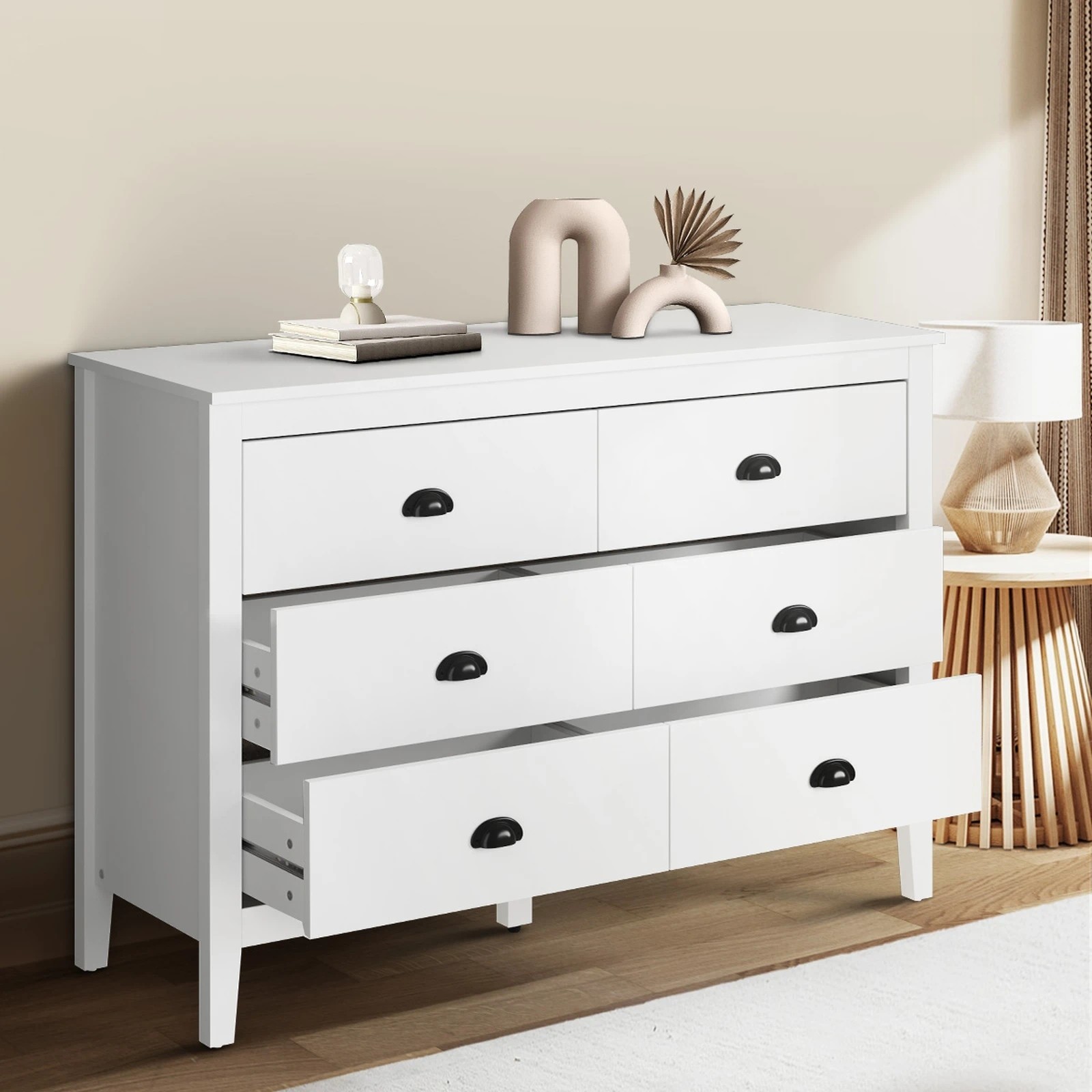 3 Oikiture 6 Chest Of Drawers Dresser Storage Cabinet Vintage
 - White, 3 of 10