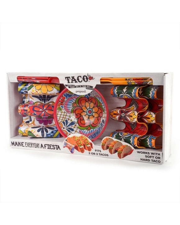Prepara 9pc Melamine Taco Gift Box  Bowl Holder Spoon