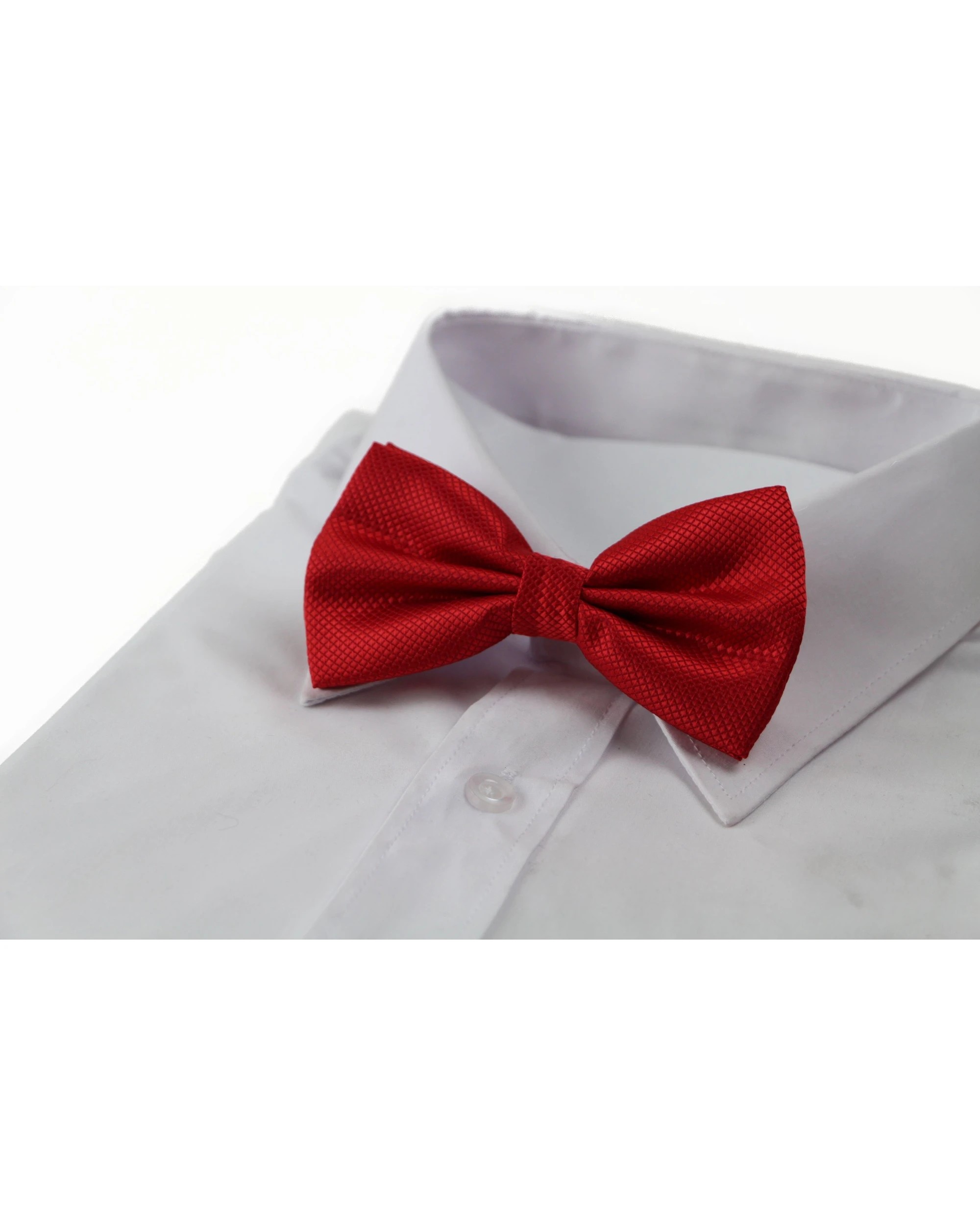 1 Zasel Mens Red Orange Plain Coloured Checkered Bow Tie - Red, 1 of 4