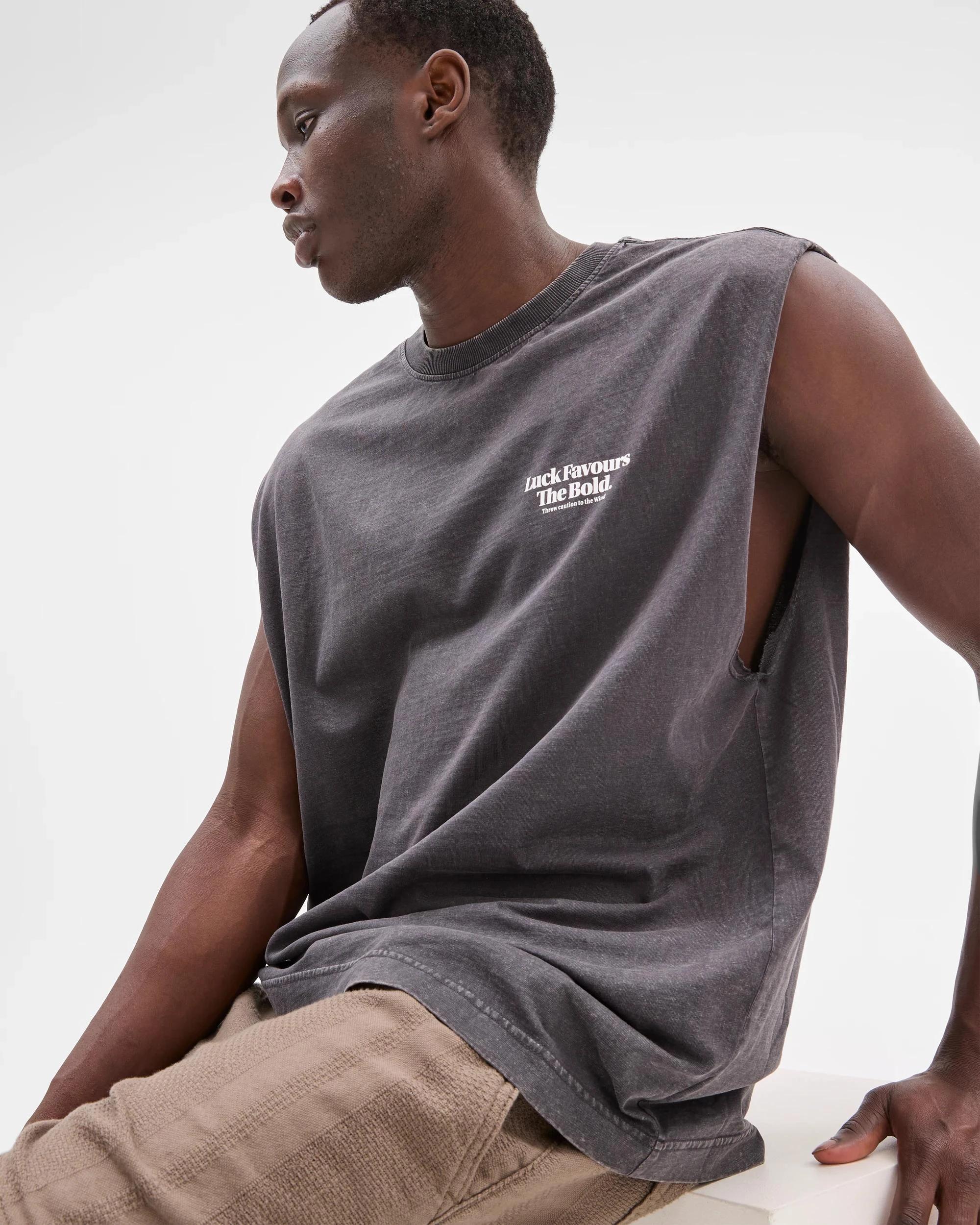 3 Commons Australian Cotton Graphic Tank Top LUCK FAVOURS PHANTOM, 3 of 5