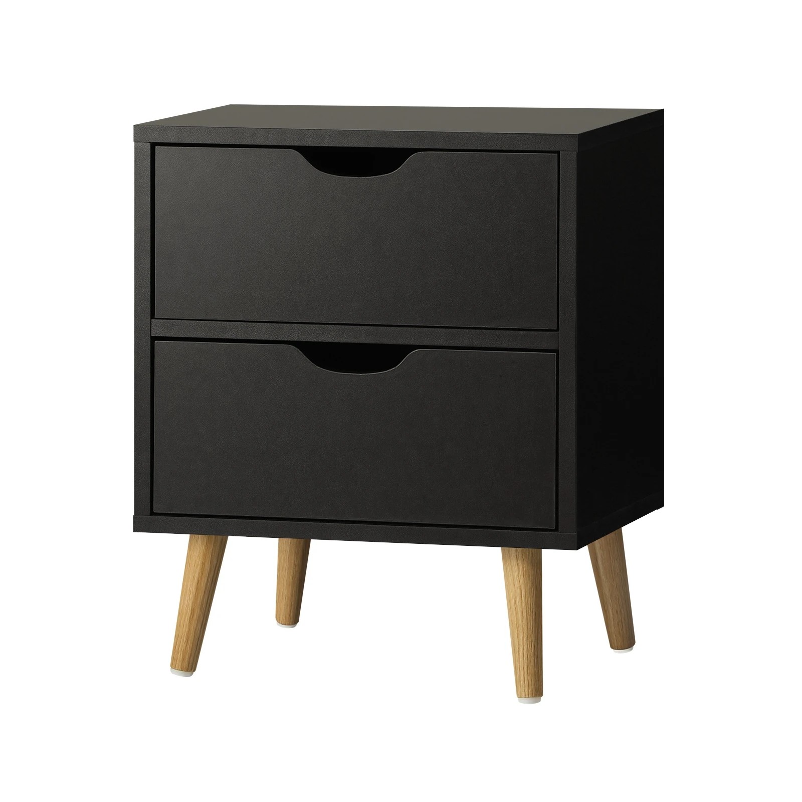 1 Oikiture Bedside Tables 2 Drawers Side Table Bedroom Storage
 - Black, 1 of 10