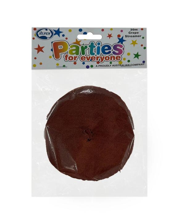 Alpen Paper Crepe Streamer Decoration Accessory 30m Length Party Supply - Brown