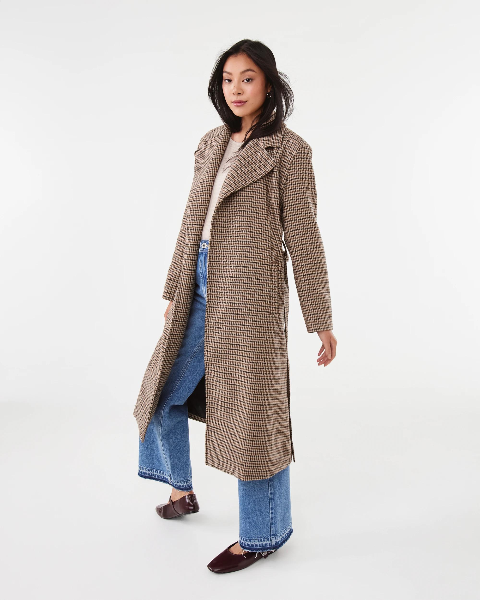 2 Longline Check Coat Brn Check, 2 of 7