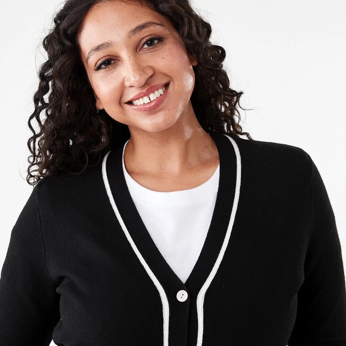 5 Contrast V-Neck Cardigan Black, 5 of 7