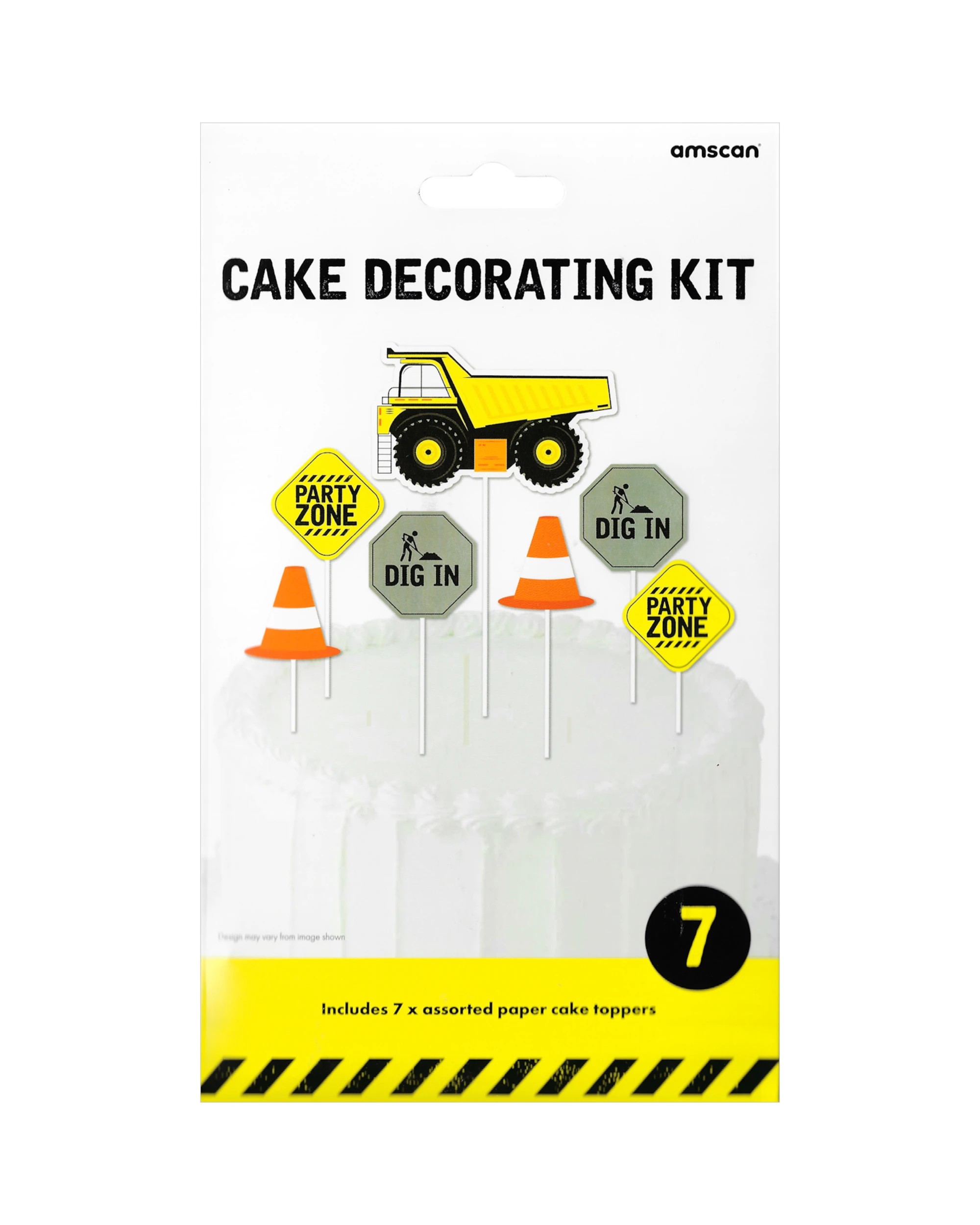2 Anagram 7pc Construction Cake Decorating Kit Kids Birthday Party Decor - Multi, 2 of 3