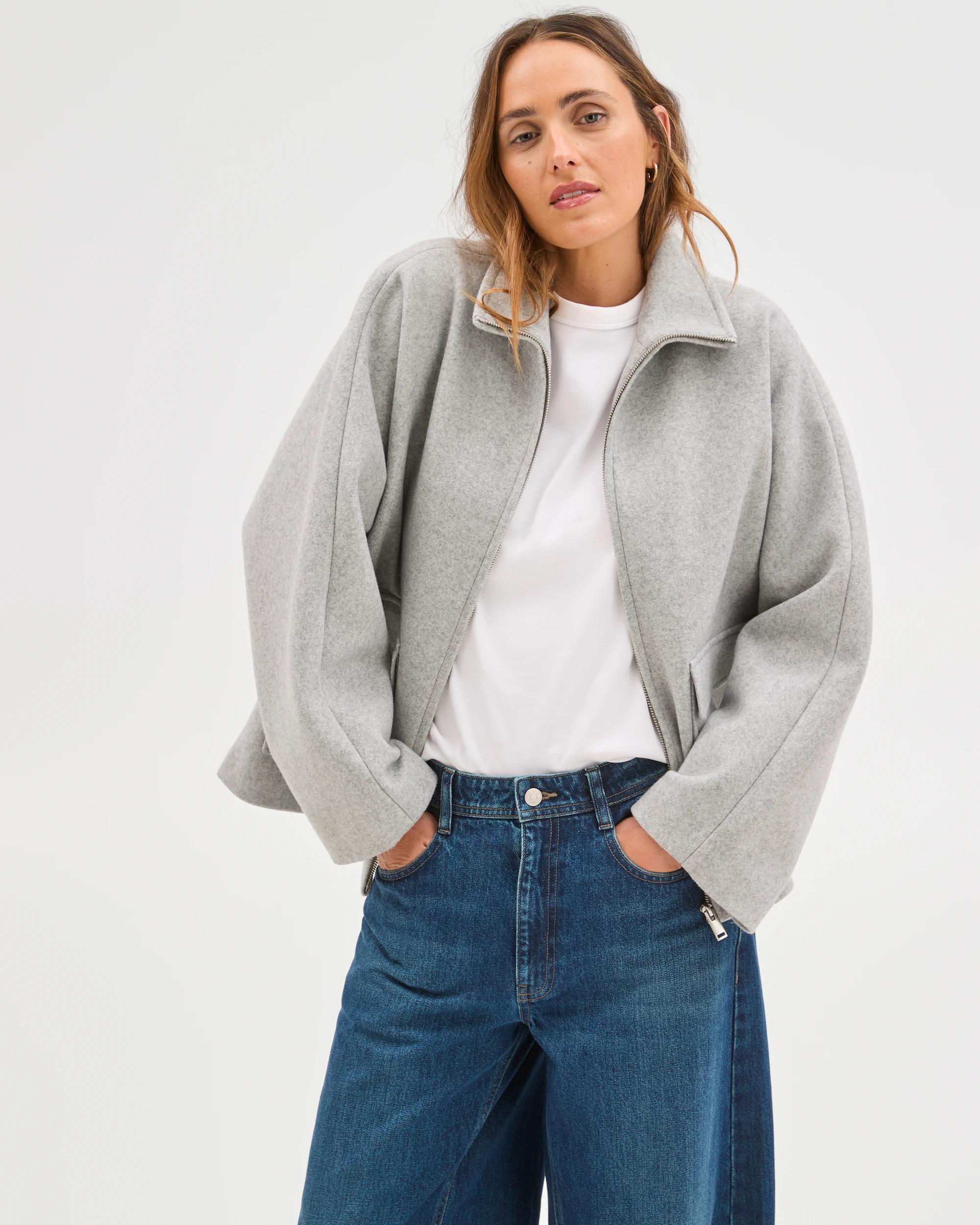 3 Target Woman Brushed Collar Zip Through Jacket GREY MARLE, 3 of 7