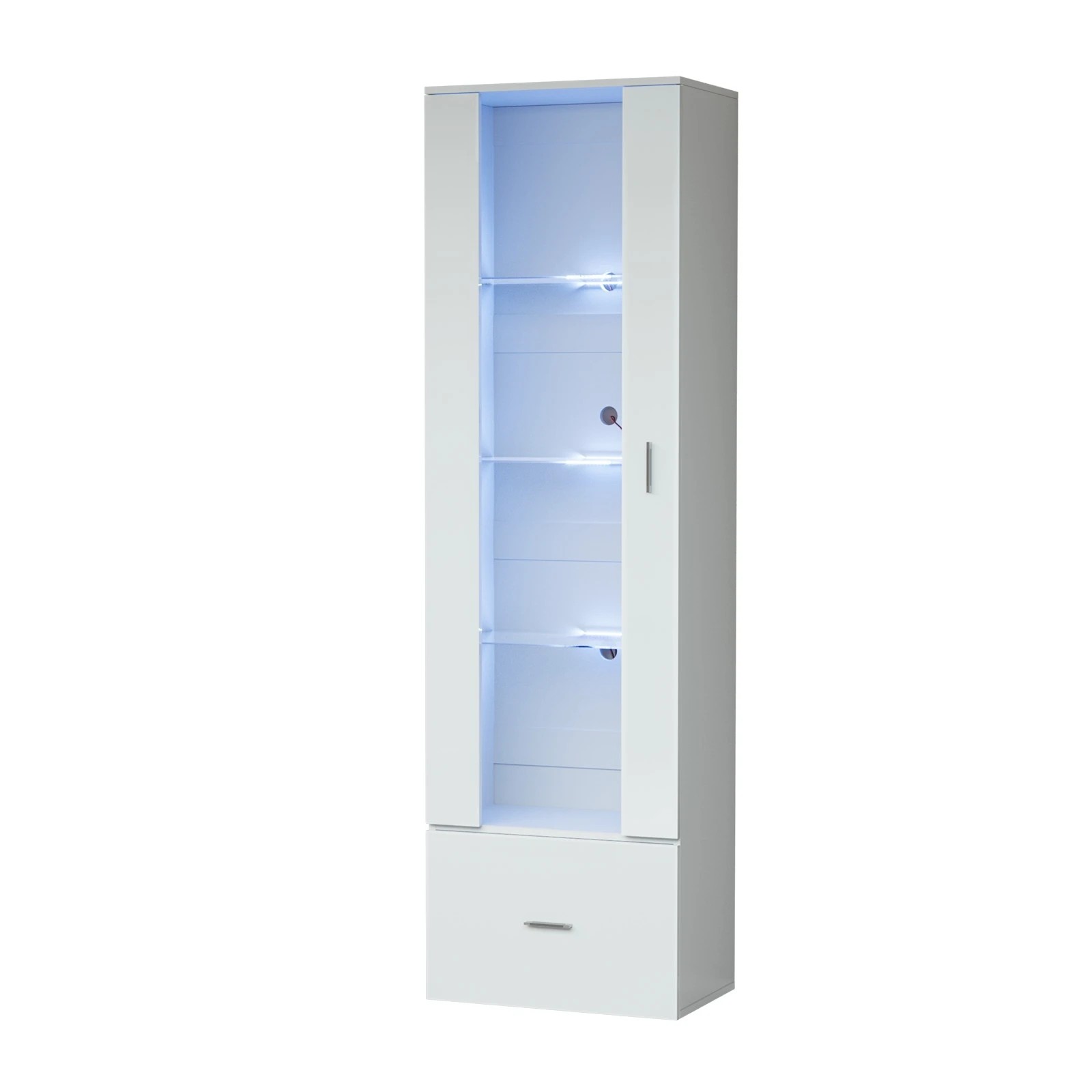 1 Oikiture Display Cabinet Buffet Sideboard LED Light Cupboard- White, 1 of 10