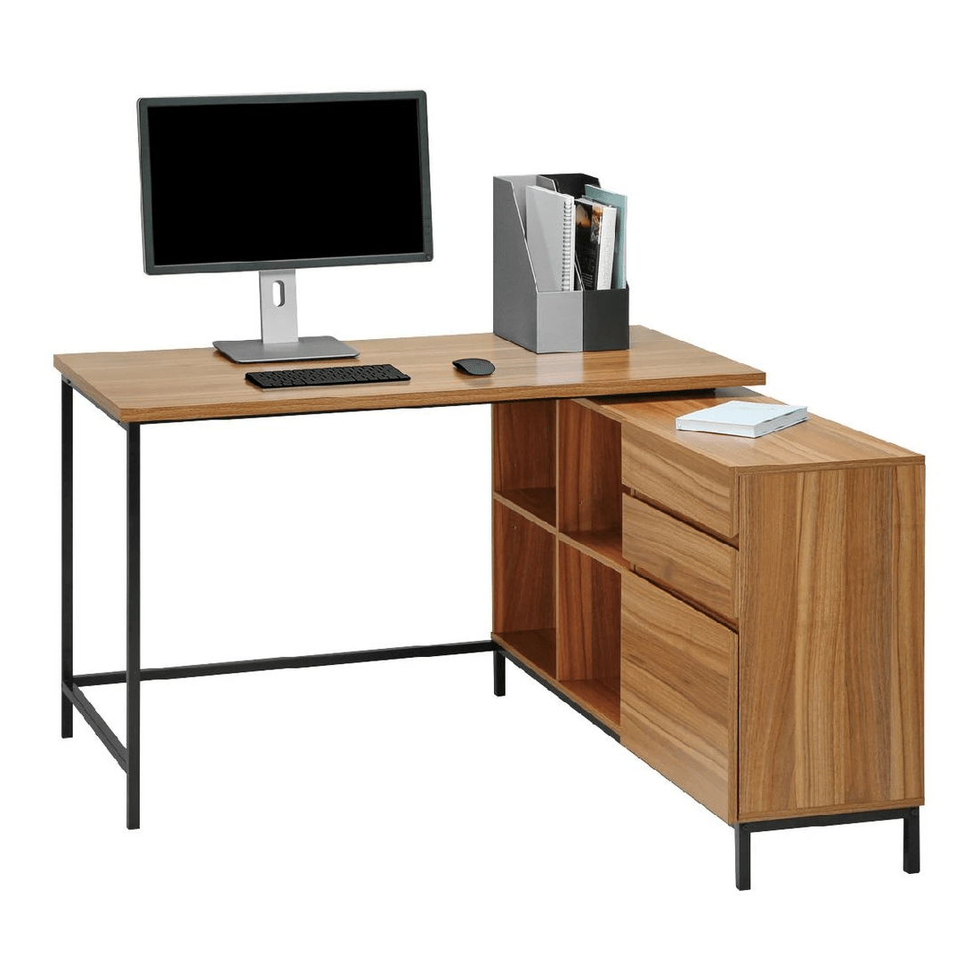3 Stockholm 1200 x 1200mm Workstation Walnut Black, 3 of 10