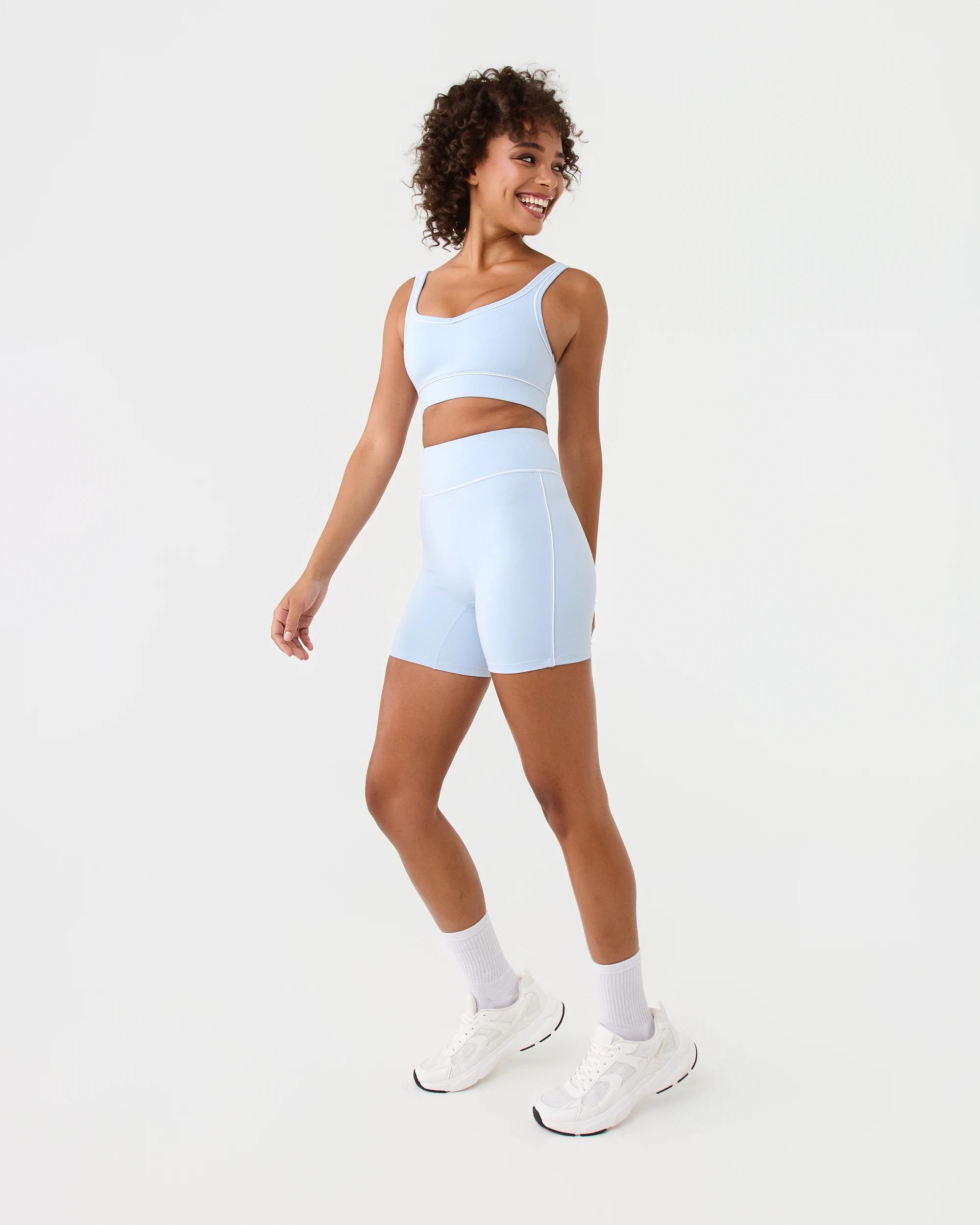 3 Active Womens Contrast Bike Shorts Seashell, 3 of 7