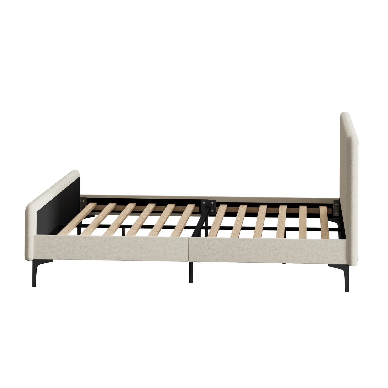 9 Oikiture King Bed Frame Beds Platform Velvet
 - Beige, 9 of 10