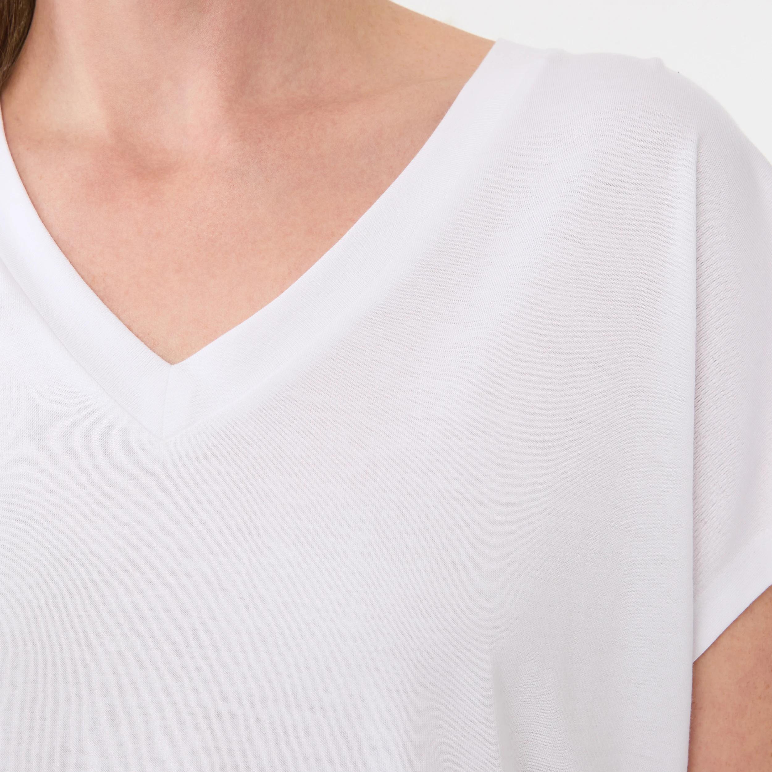 5 Short Extended Sleeve V-Neck T-shirt WHITE, 5 of 5