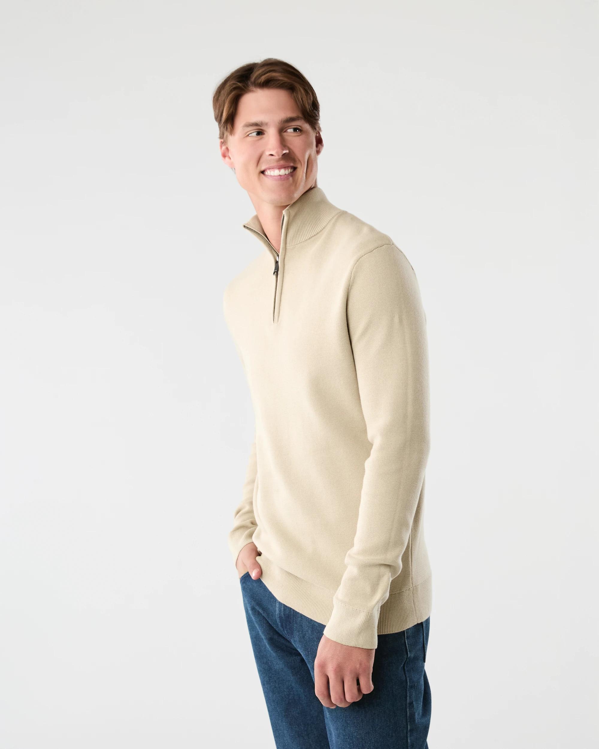 2 1/4 Zip Knit Jumper Bge Ntrl, 2 of 6