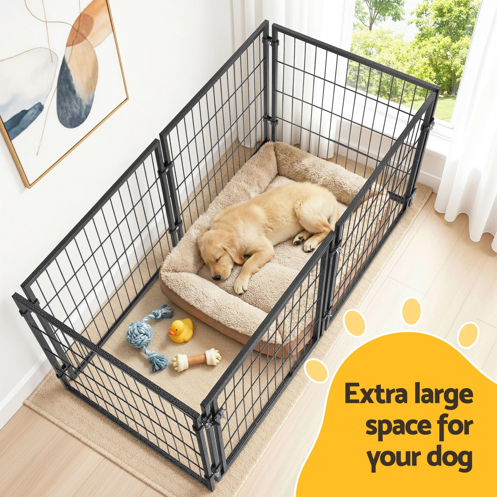 4 i.Pet Large Dog Crate Cage Playpen 129cm Puppy Pen Pet Enclosure 50'' - Black, 4 of 9