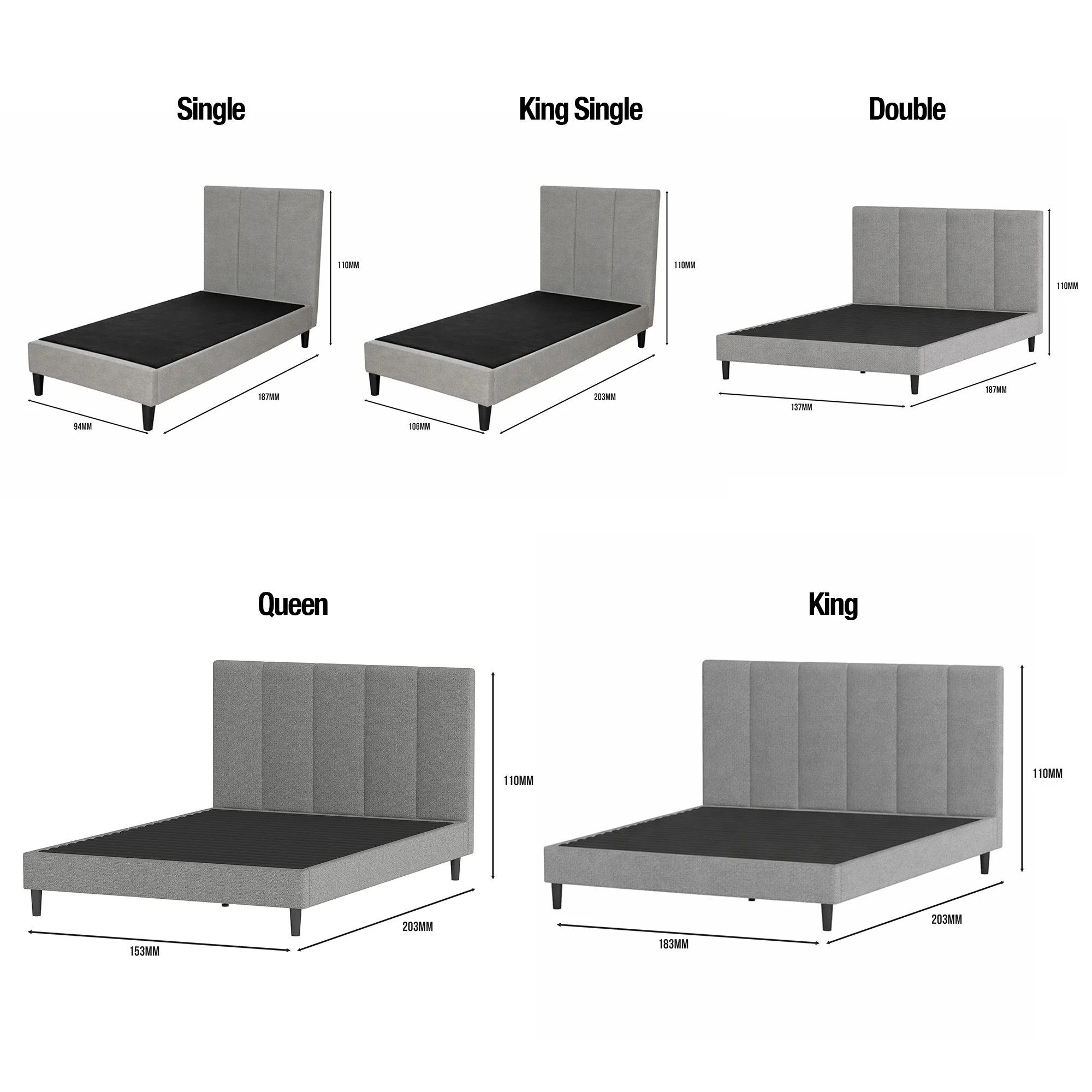 6 Ferraro Bed Frame - Effortless Tool-Free Design - Grey, 6 of 6
