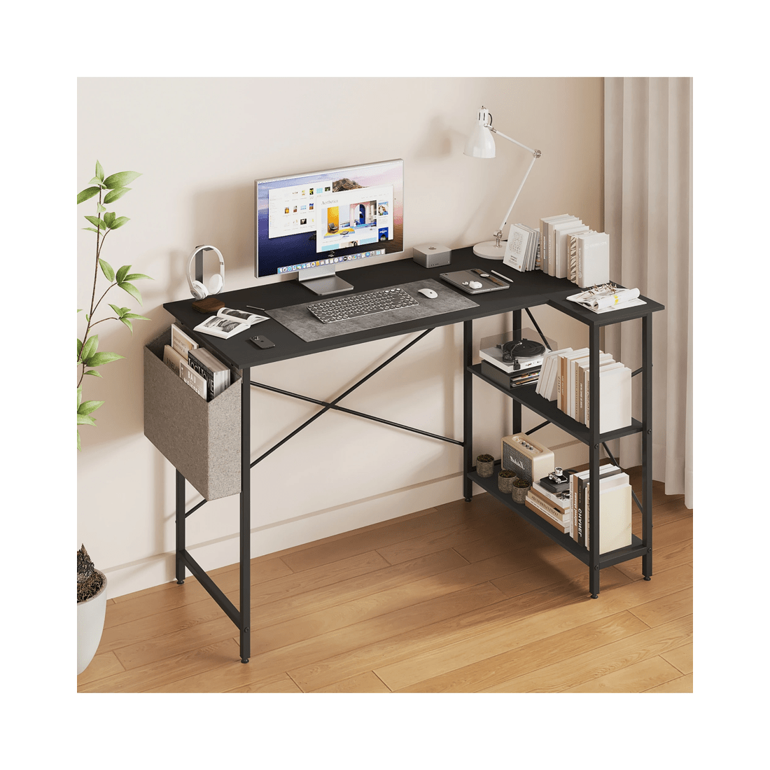9 Advwin L Shaped Computer Desk With Convertible Storage Shelves Corner Desk Black, 9 of 9