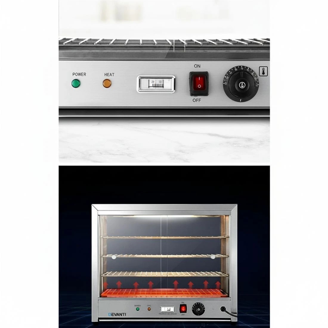 4 Devanti Commercial Food Warmer Hot Display Showcase Cabinet 64cm - Silver, 4 of 4